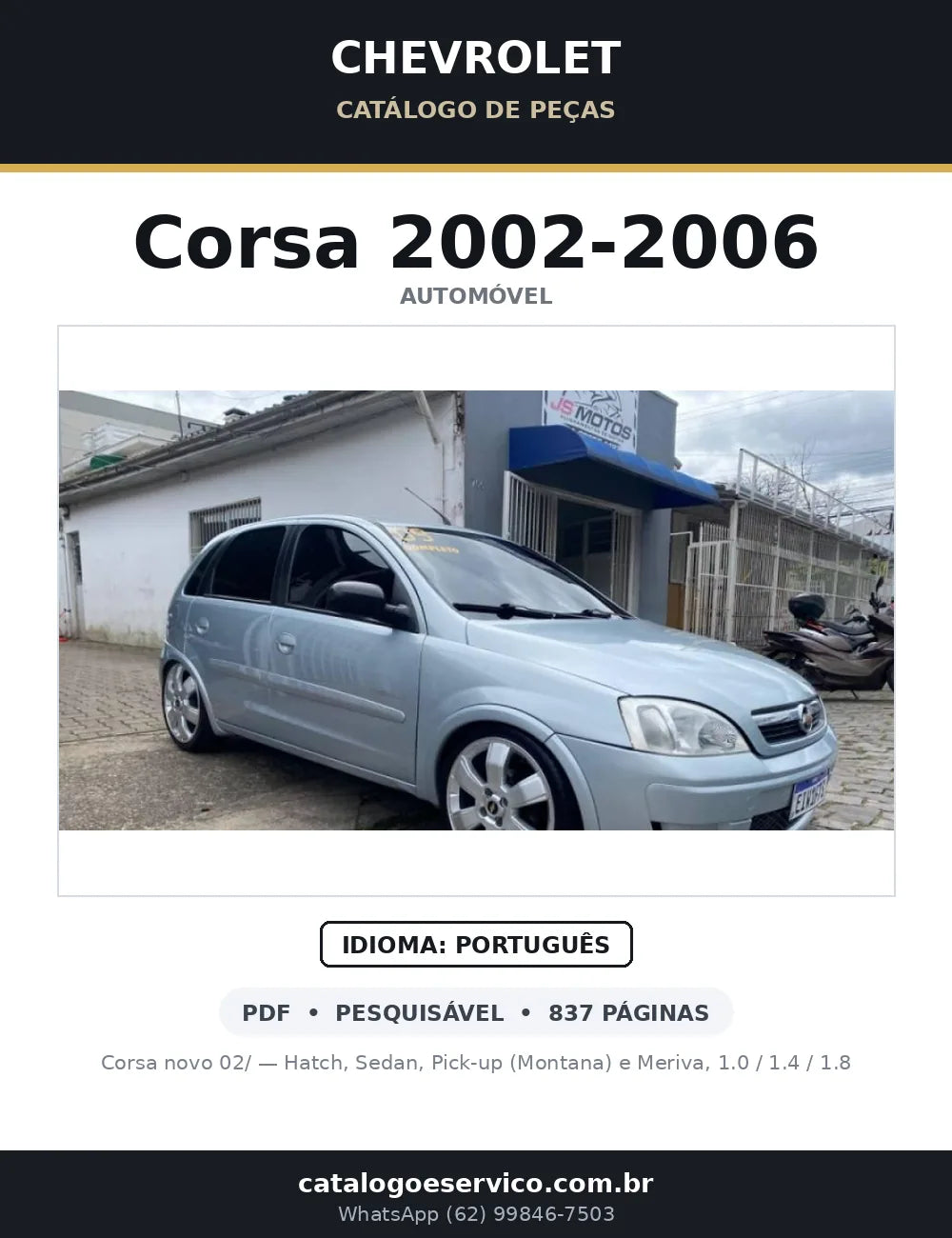 Catálogo de Peças Chevrolet Corsa 2002-2006 (Hatch, Sedan, Pick-up e Meriva) — capa