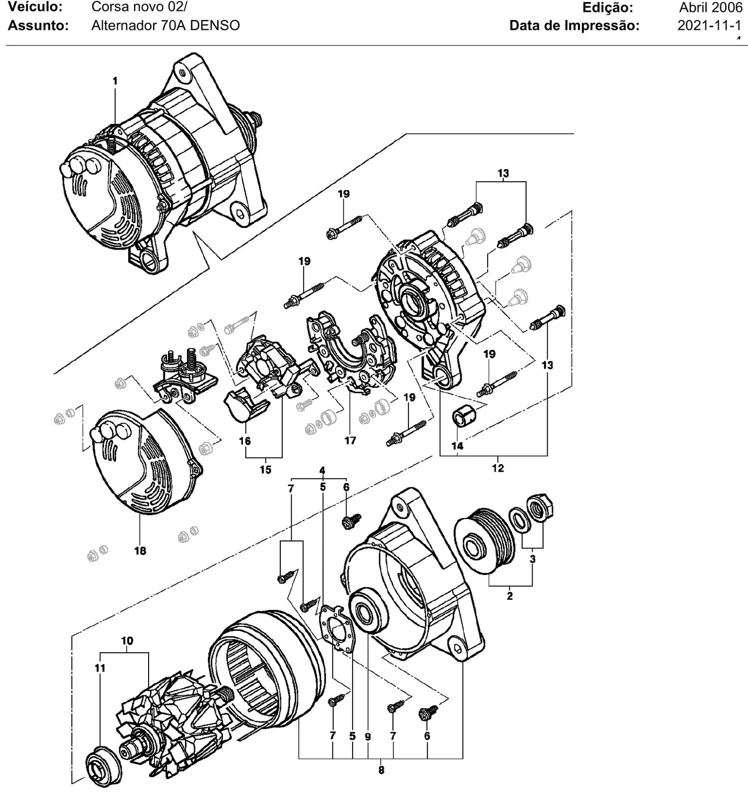 Catálogo de Peças Chevrolet Corsa 2002-2006 (Hatch, Sedan, Pick-up e Meriva) — vista explodida 2 (pág. 105 do PDF)