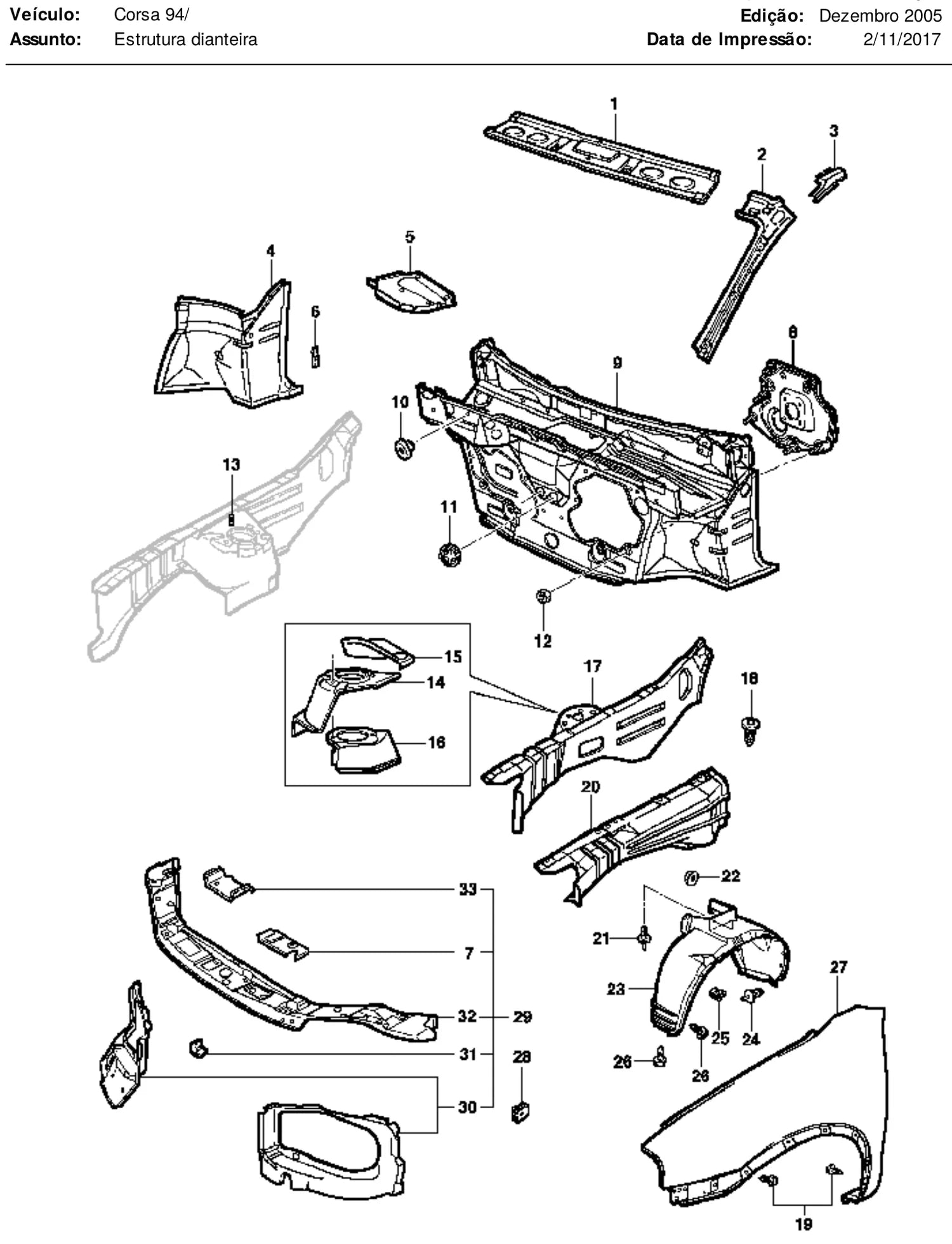 Catálogo de Peças Chevrolet Corsa GSi 1995-1997 (linha Corsa completa) — vista explodida 2 (pág. 395 do PDF)