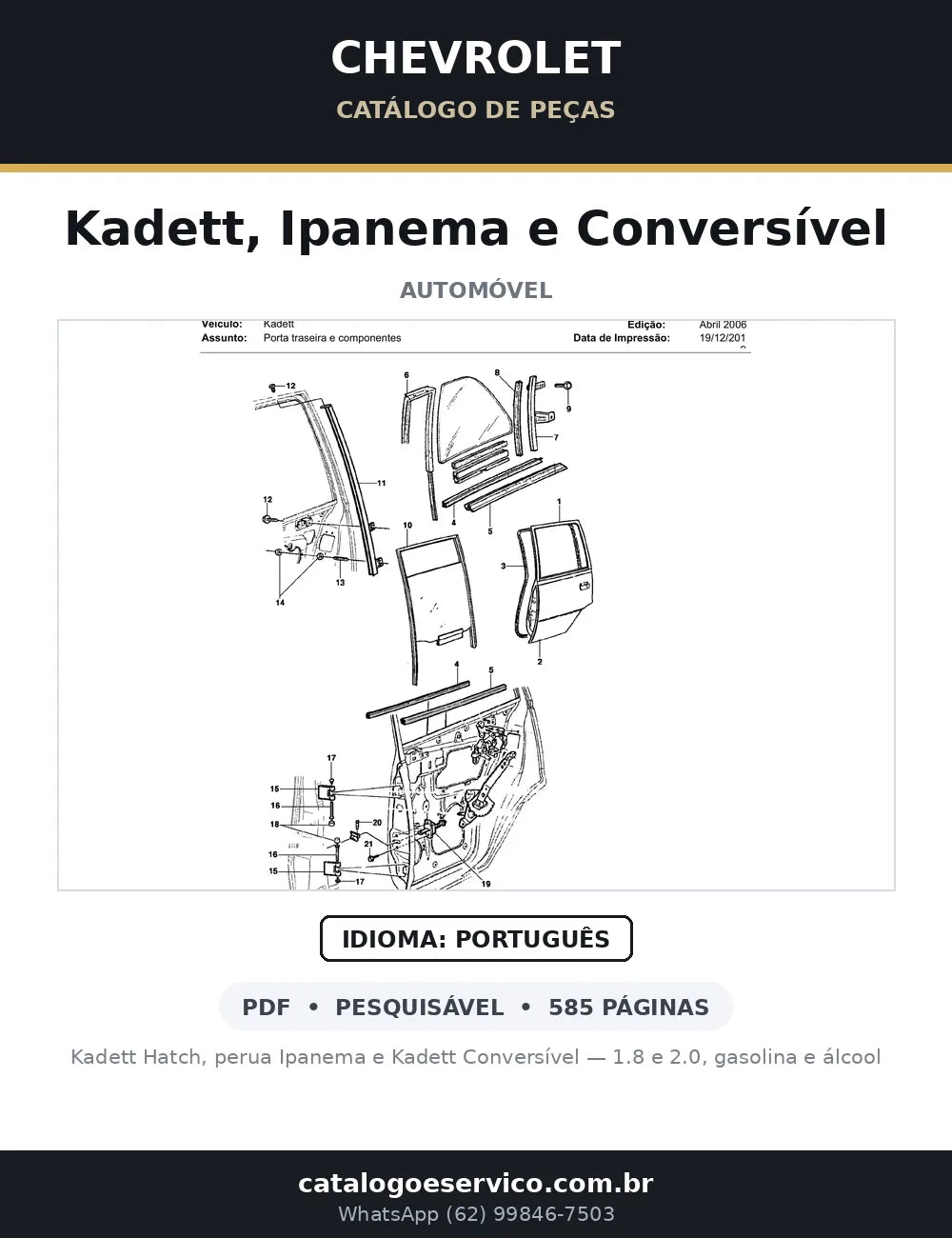Catálogo de Peças Chevrolet Kadett, Ipanema e Conversível 1989-1998 — capa