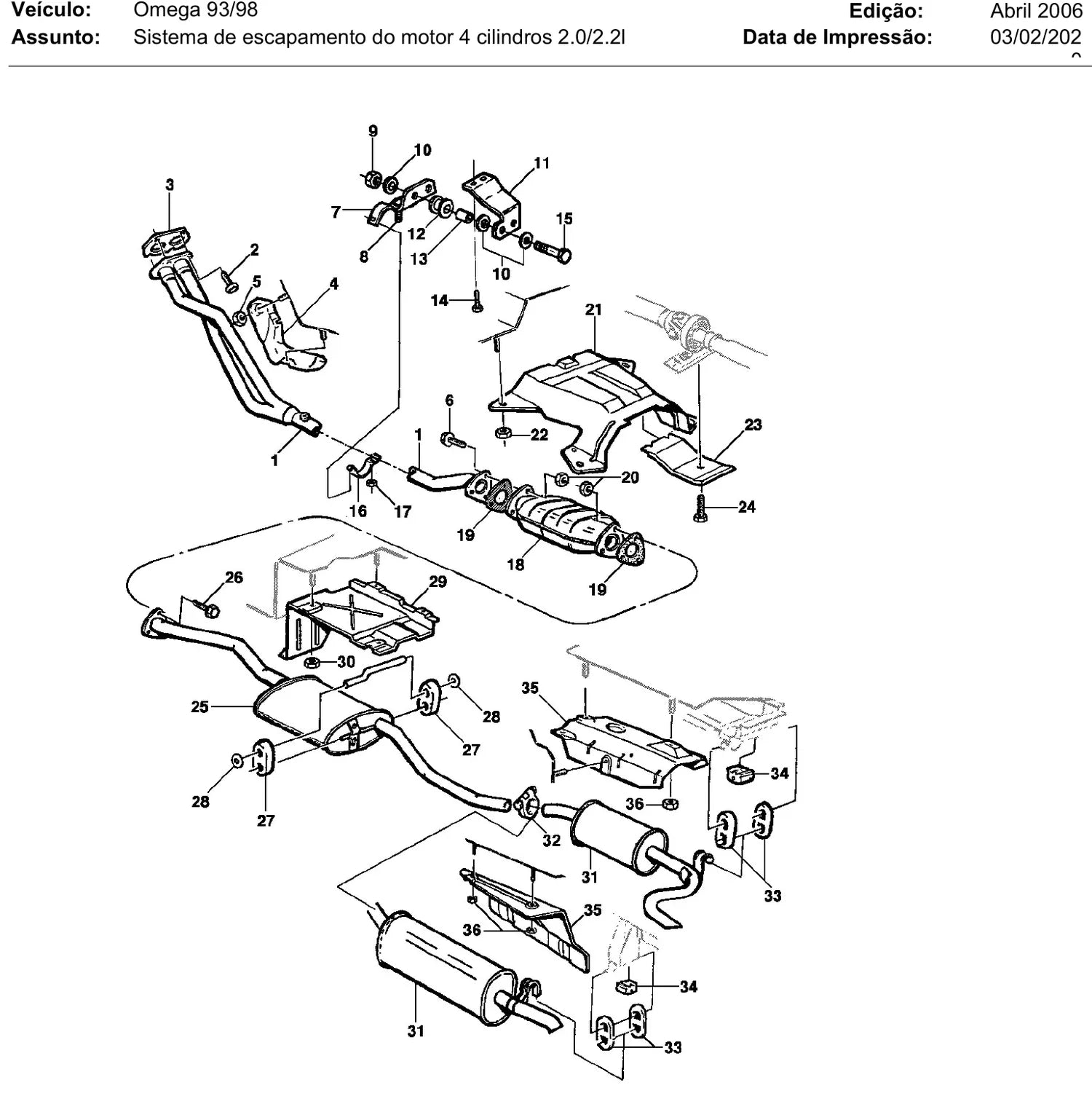 Catálogo de Peças Chevrolet Omega e Suprema 1992-1998 — vista explodida 3 (pág. 187 do PDF)