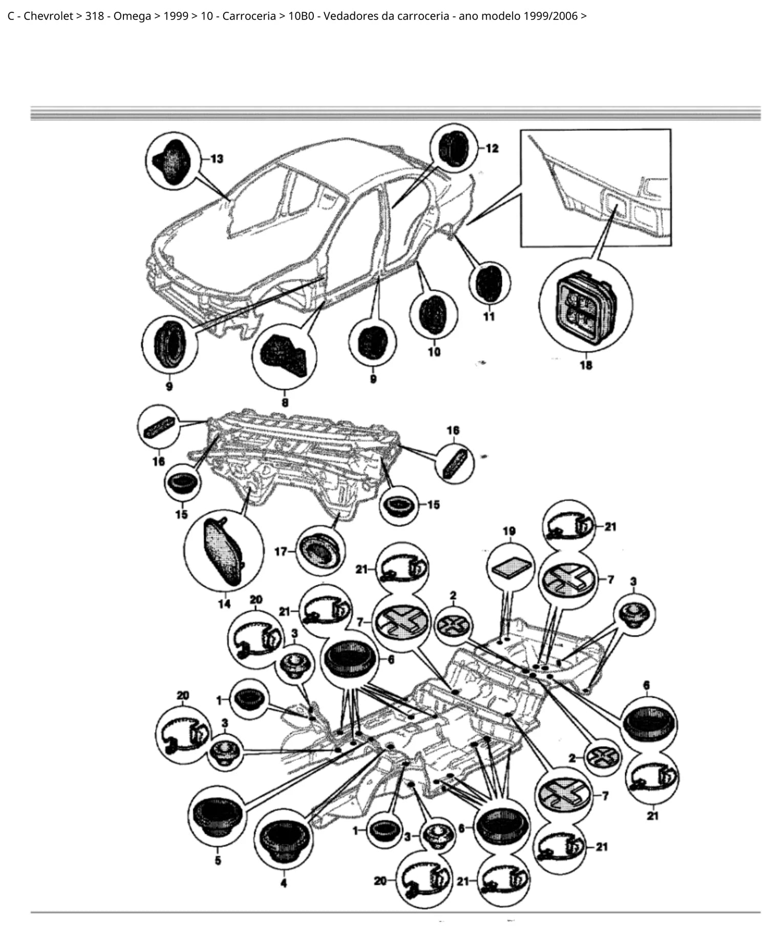 Catálogo de Peças Chevrolet Omega 1999-2005 — vista explodida 2 (pág. 171 do PDF)