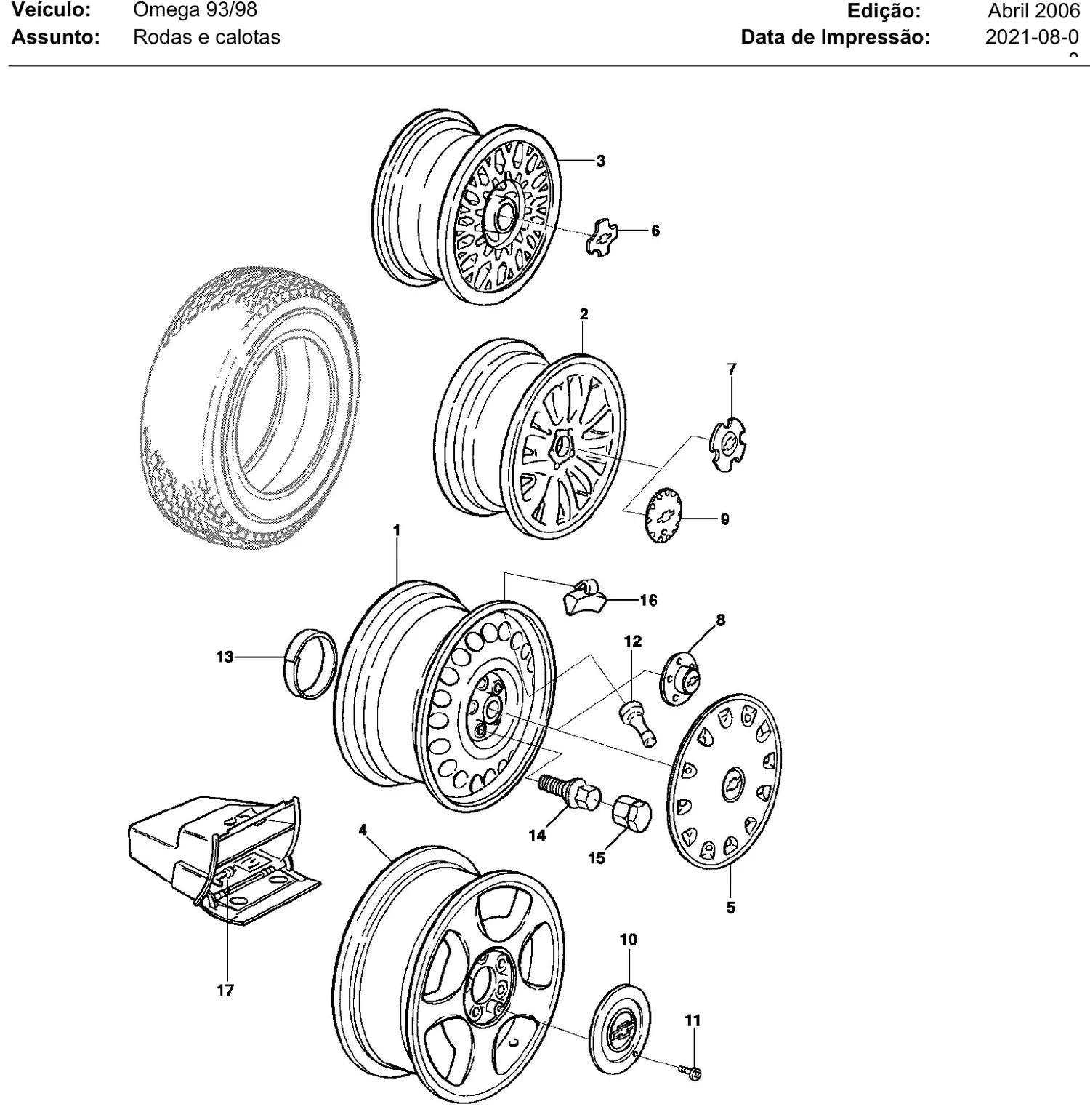 Catálogo de Peças Chevrolet Omega e Suprema 1993-1996 — vista explodida 2 (pág. 239 do PDF)
