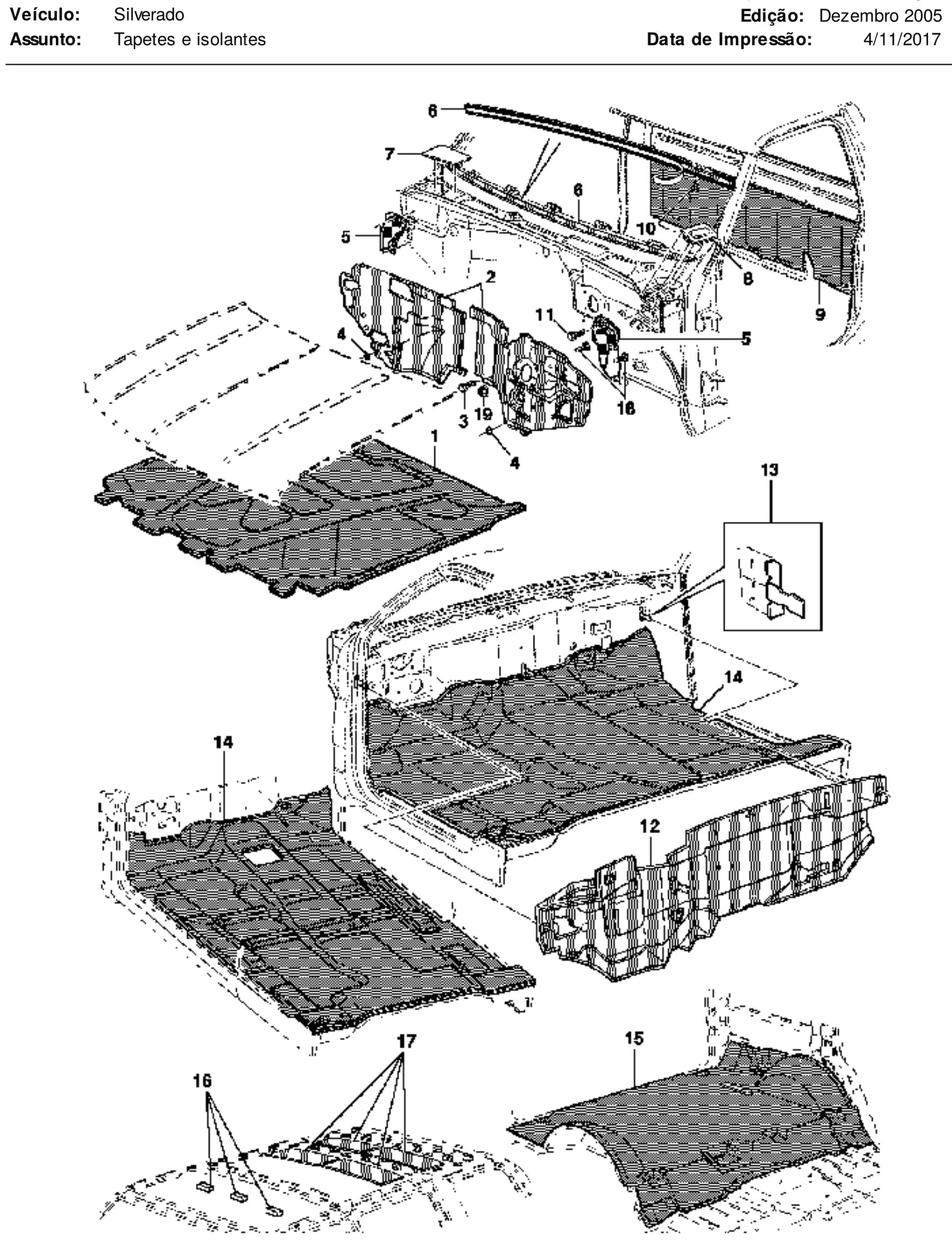 Catálogo de Peças Chevrolet Silverado, GrandBlazer e GMC 6.100/6.150 (1997-2001) — vista explodida 1 (pág. 485 do PDF)