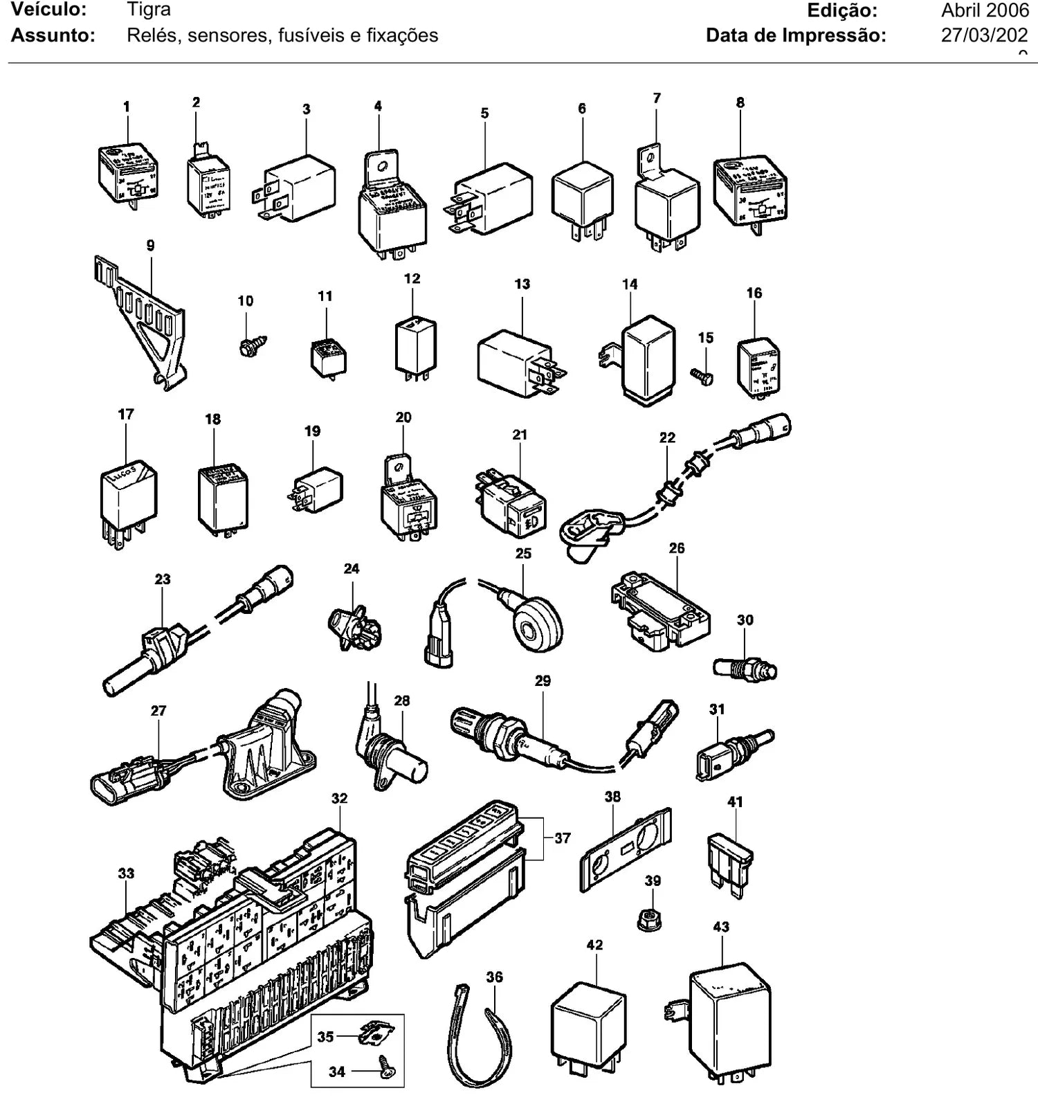 Catálogo de Peças Chevrolet Tigra 1998-2000 — vista explodida 1 (pág. 159 do PDF)