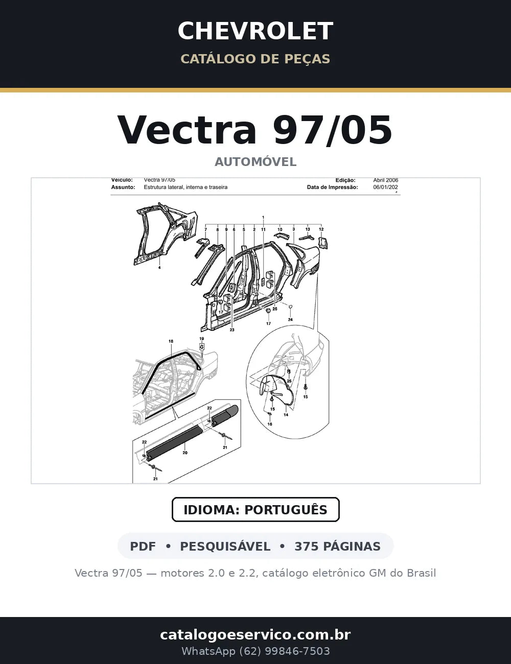 Catálogo de Peças Chevrolet Vectra 2.0 e 2.2 1997-2005 — capa