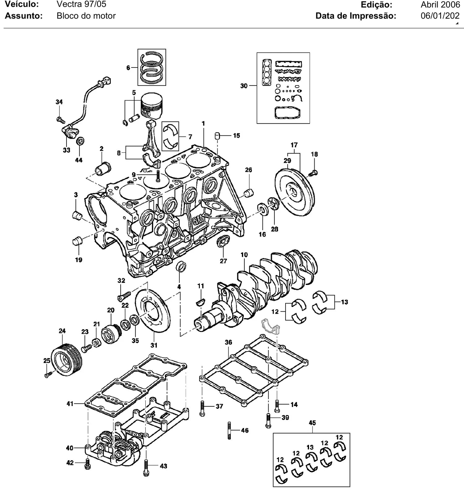 Catálogo de Peças Chevrolet Vectra 2.0 e 2.2 1997-2005 — vista explodida 2 (pág. 7 do PDF)