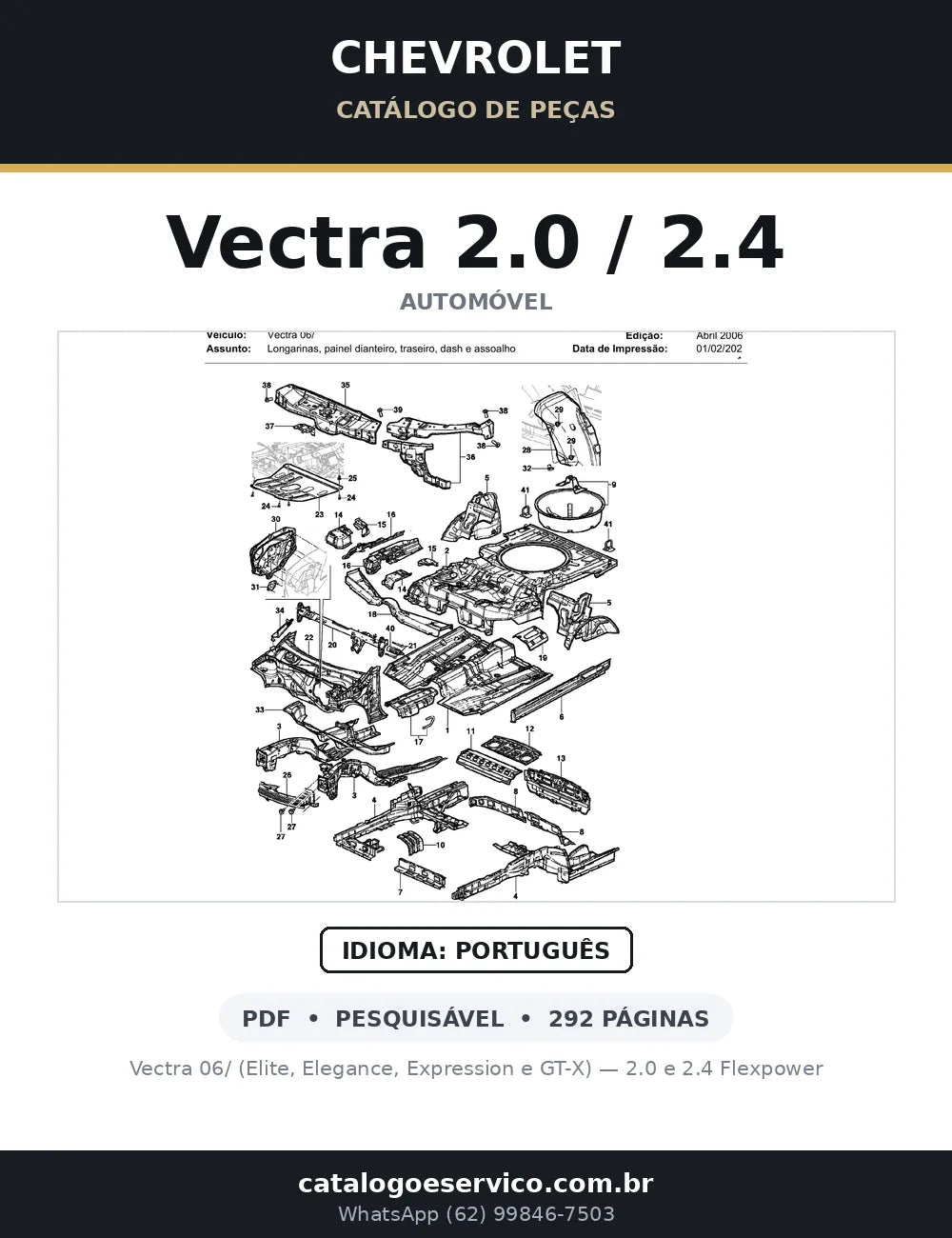 Catálogo de Peças Chevrolet Vectra 2.0 e 2.4 2006-2008 — capa