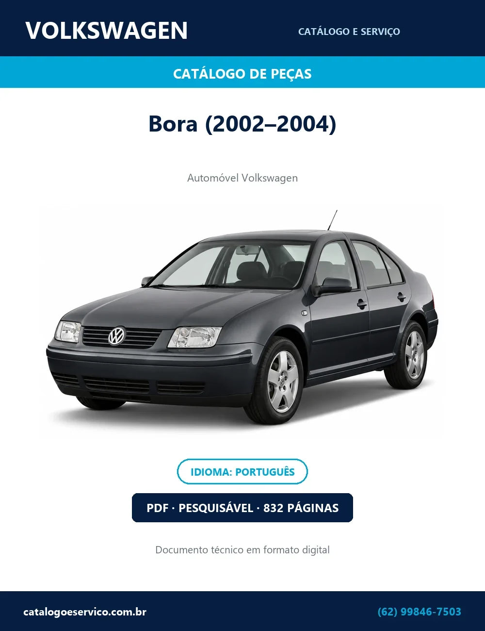 Catálogo de Peças Volkswagen Bora (2002–2004) — 832 págs. — capa