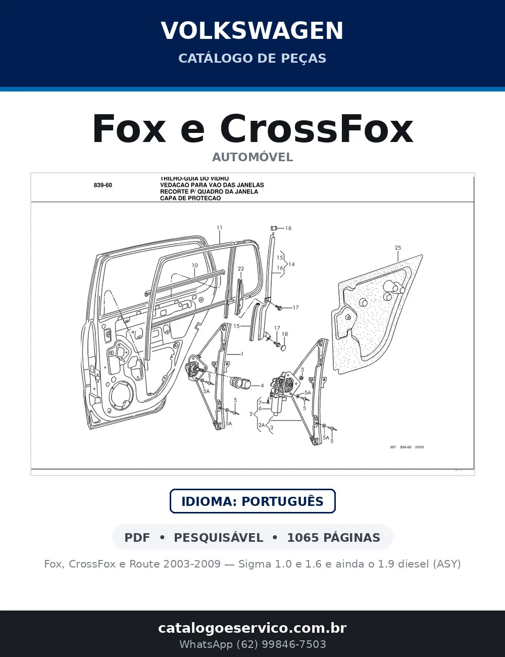 Catálogo de Peças Volkswagen Fox 1.0 e 1.6 (2003-2009) — capa