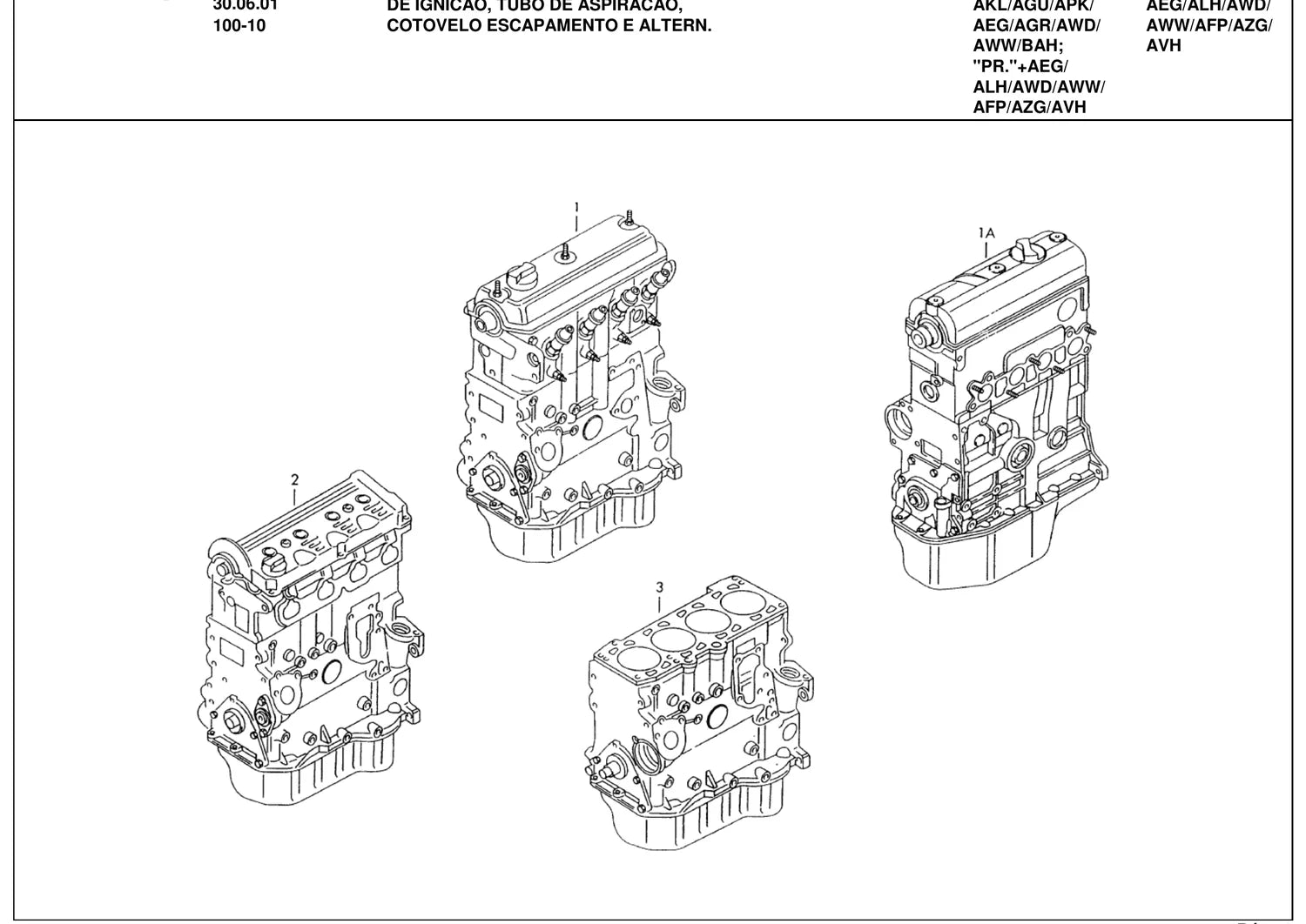 Catálogo de Peças Volkswagen Golf A4 1.6, 1.8 e 2.0 (1999-2001) — vista explodida 2 (pág. 1 do PDF)