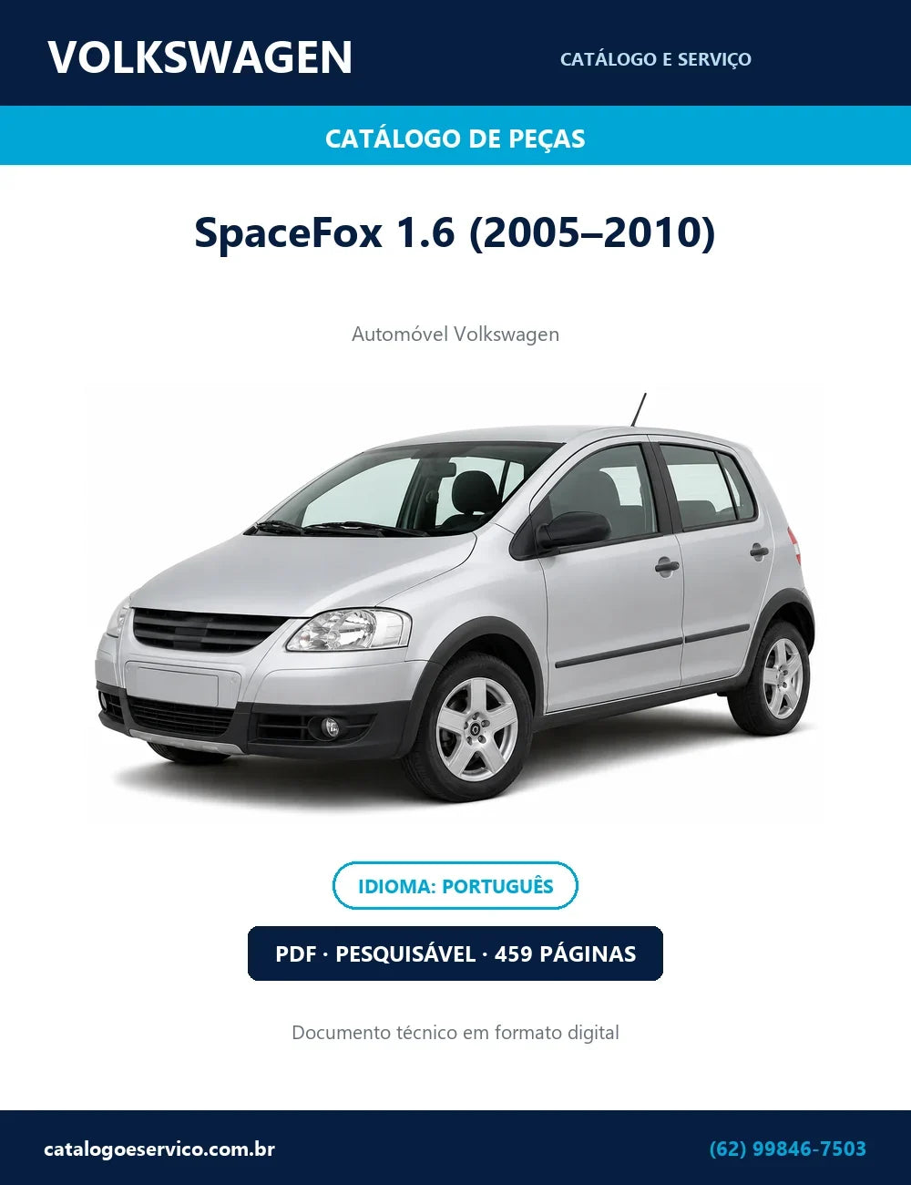 Catálogo de Peças Volkswagen SpaceFox 1.6 (2005–2010) — 459 págs. — capa