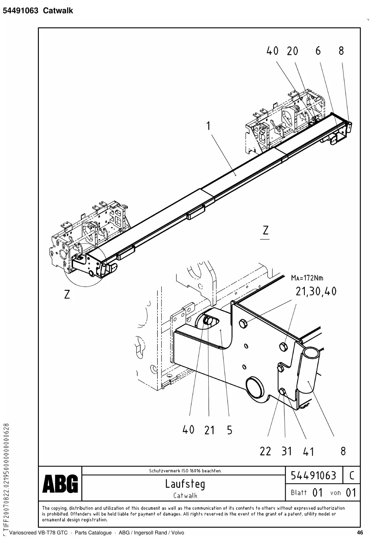 ABG Varioscreed VB-T78 GTC Ingersoll Rand — vista explodida 1