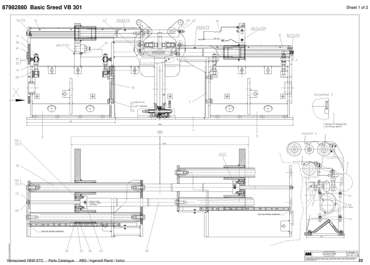 ABG Varioscreed VB30 ETC Ingersoll Rand — vista explodida 1