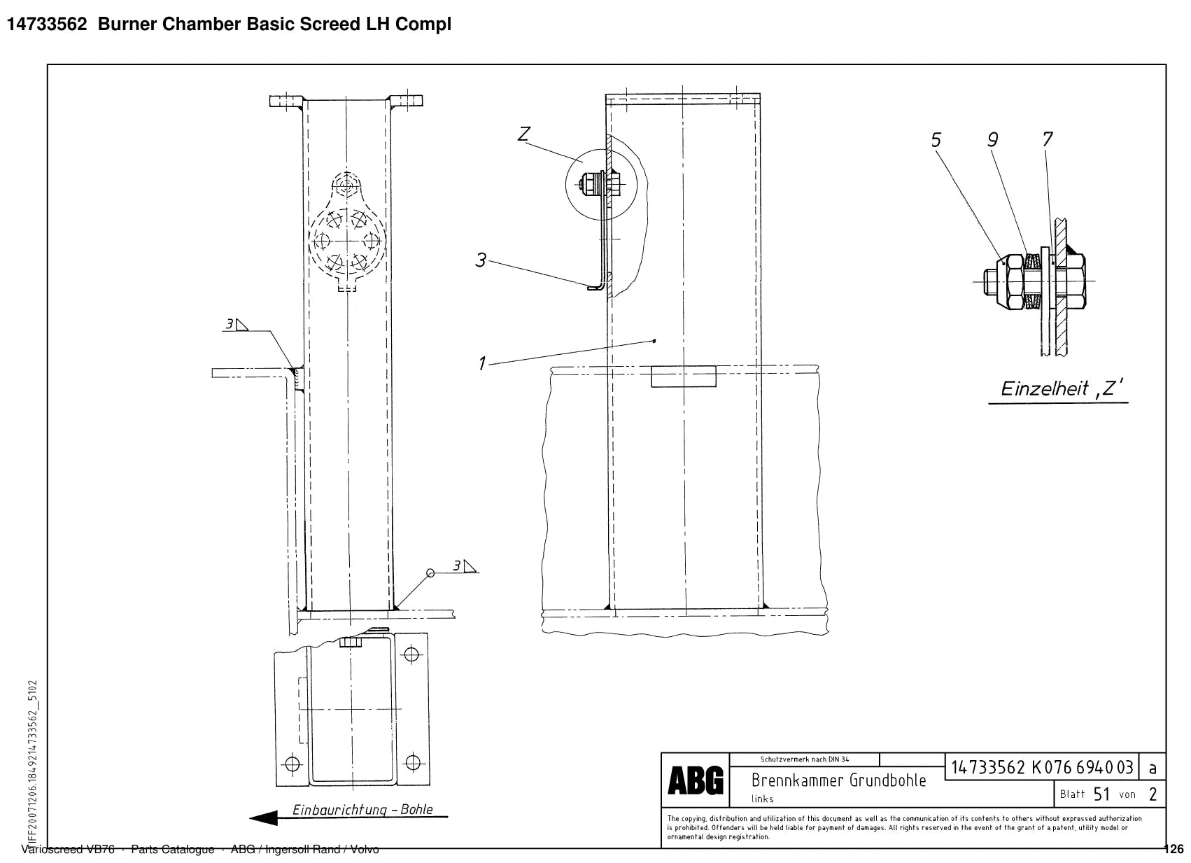 ABG Varioscreed VB76 Ingersoll Rand — vista explodida 1
