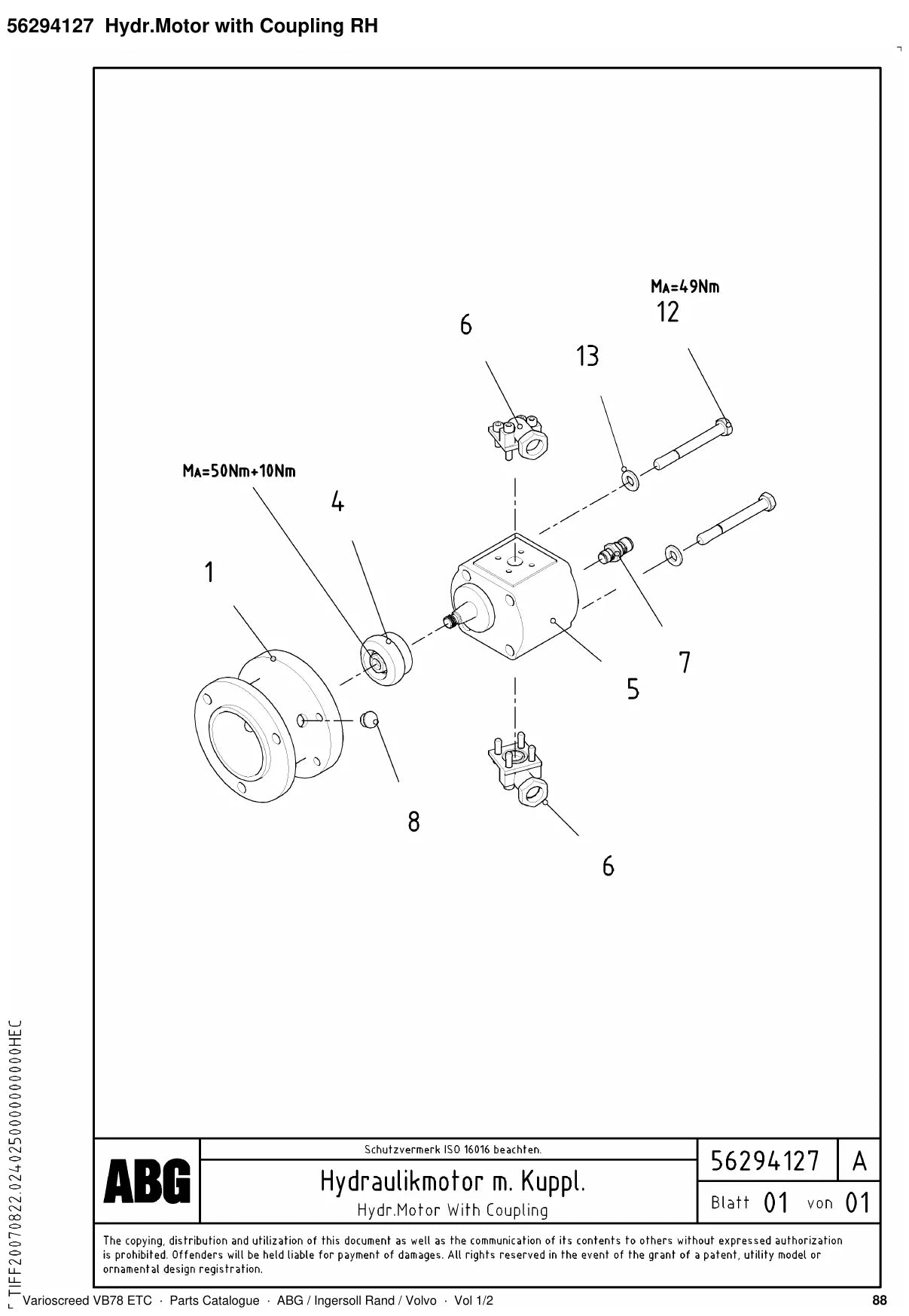 ABG Varioscreed VB78 ETC Ingersoll Rand — vista explodida 1