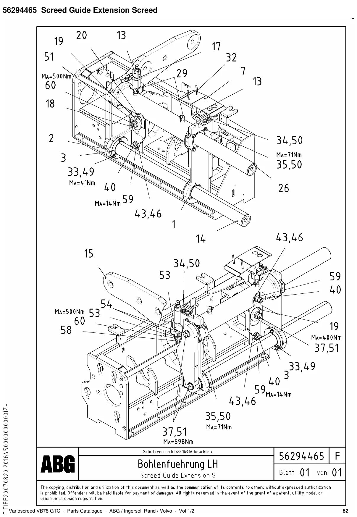 ABG Varioscreed VB78 GTC Ingersoll Rand — vista explodida 1