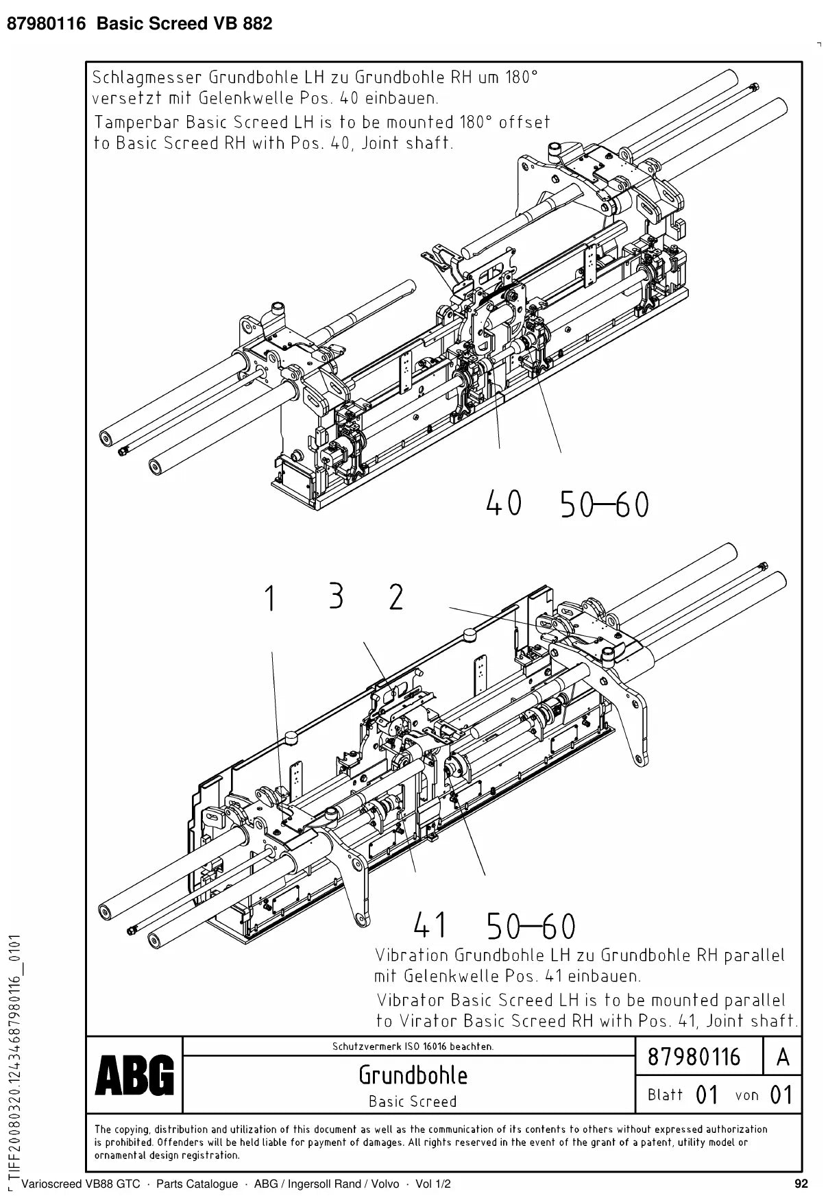 ABG Varioscreed VB88 GTC Ingersoll Rand — vista explodida 1