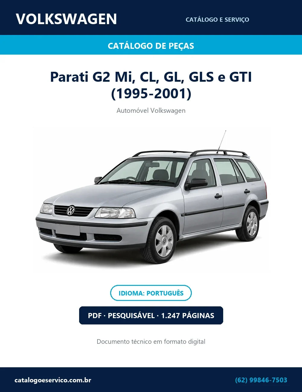 Catálogo de Peças Volkswagen Parati G2 Mi, CL, GL, GLS e GTI (1995-2001) — capa
