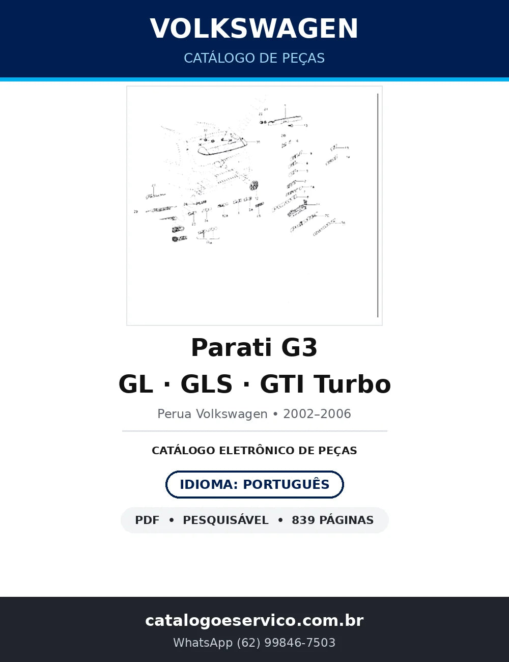 Catálogo de Peças Volkswagen Parati G3 GL, GLS e GTI Turbo (2002-2006) — imagem original 1
