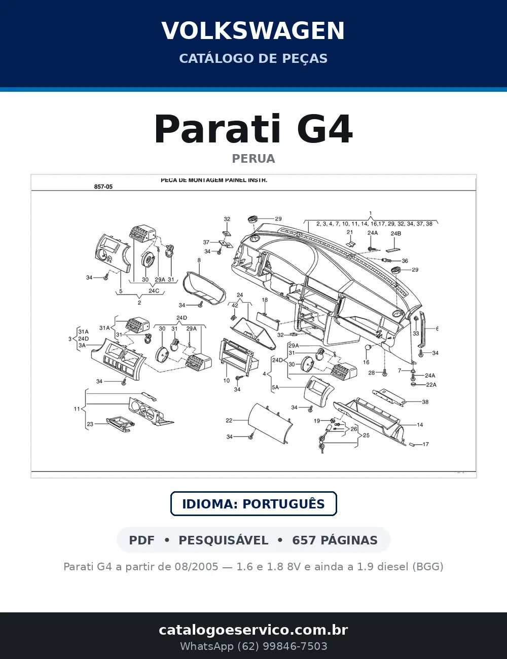 Catálogo de Peças Volkswagen Parati G4 1.6 e 1.8 8V (2005-2010) — capa