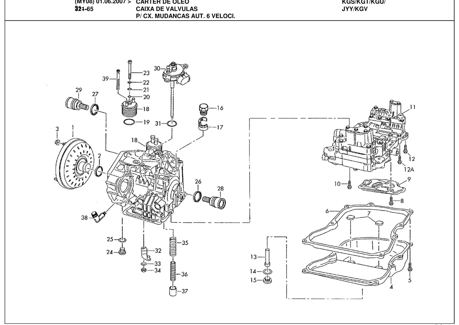 Catálogo de Peças Volkswagen Passat e Variant 2.0, 3.2 e 3.6 (2007-2008) — vista explodida 1 (pág. 176 do PDF)