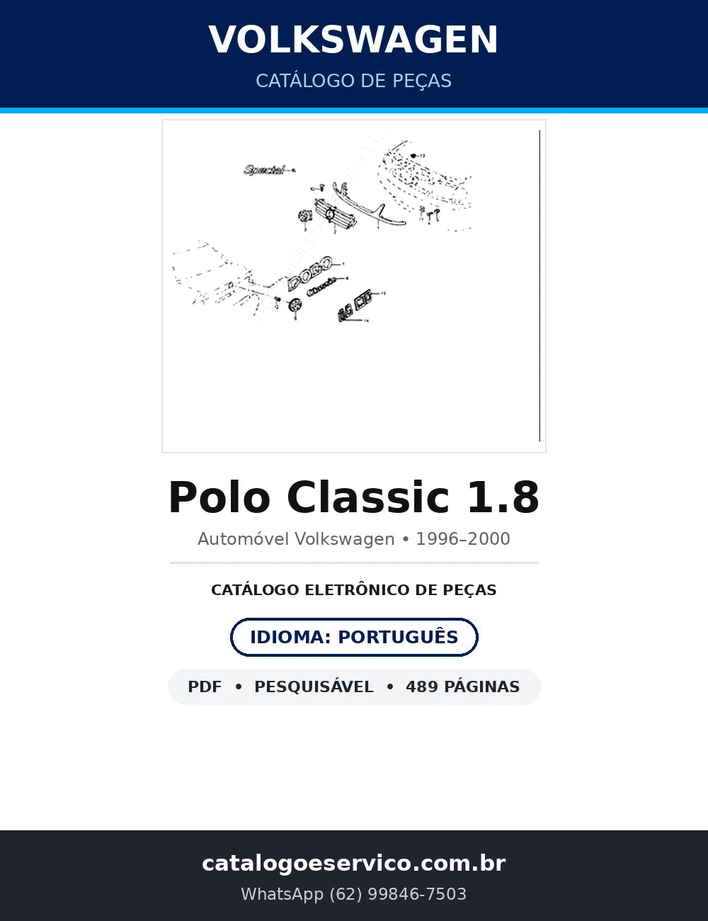 Catálogo de Peças Volkswagen Polo Classic 1.8 (1996–2000) — 489 págs. — capa