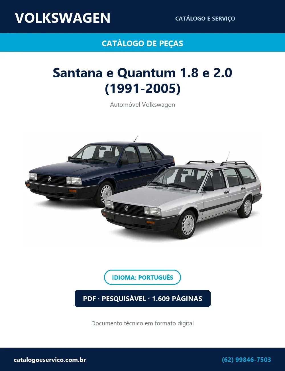 Catálogo de Peças Volkswagen Santana e Quantum 1.8 e 2.0 (1991-2005) — capa
