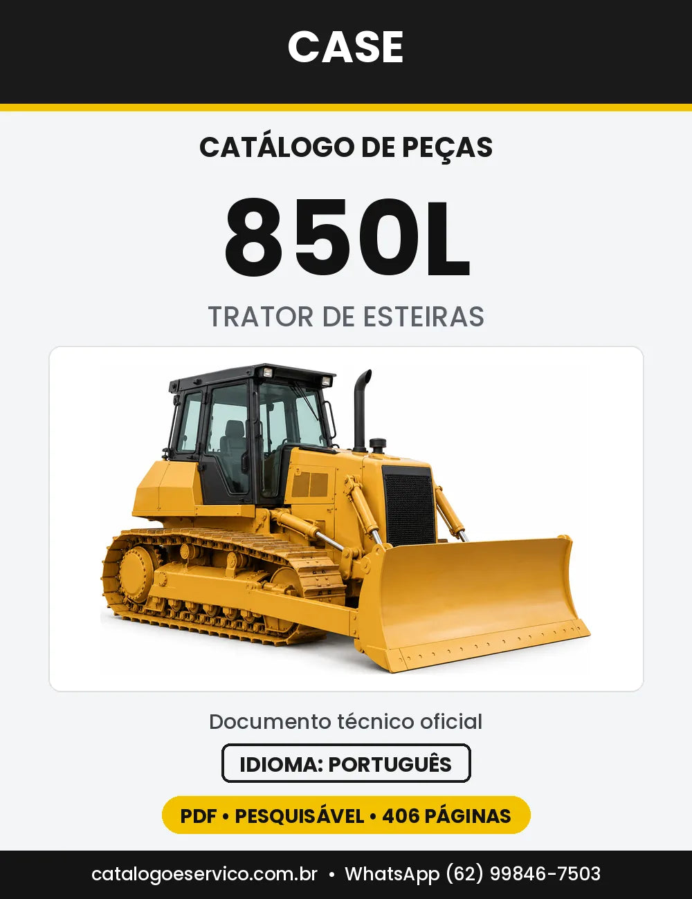 Catálogo de Peças Case 850L — capa do catálogo em PDF