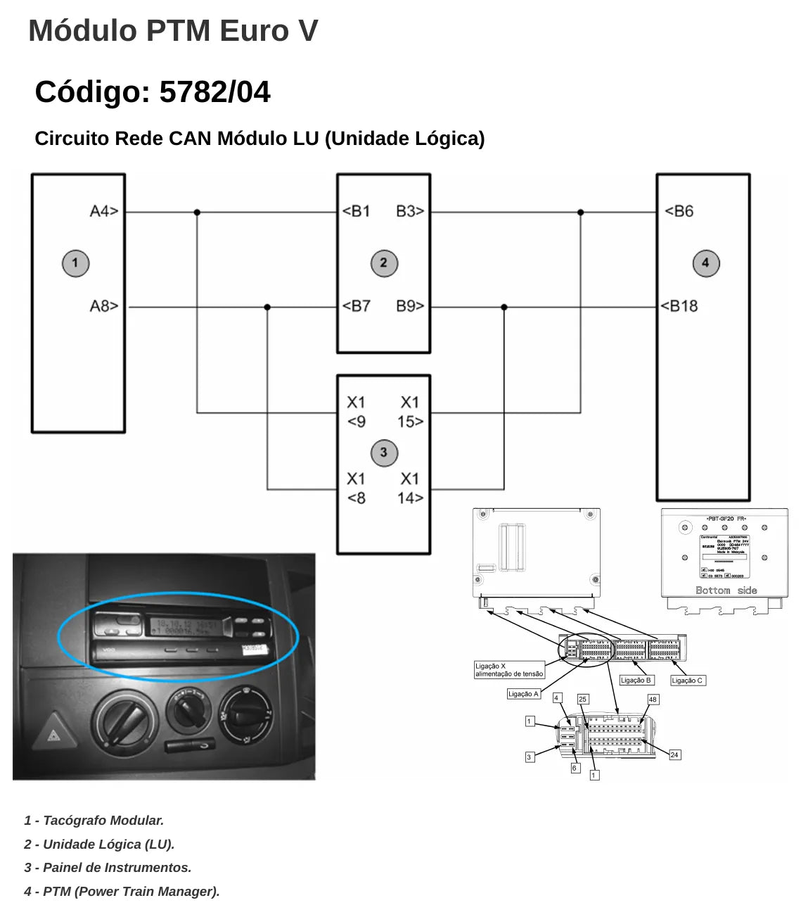 Página do manual de diagnóstico PTM Chassi de ônibus Volkswagen Volksbus Euro 5 — esquema elétrico e passo a passo (amostra 2)