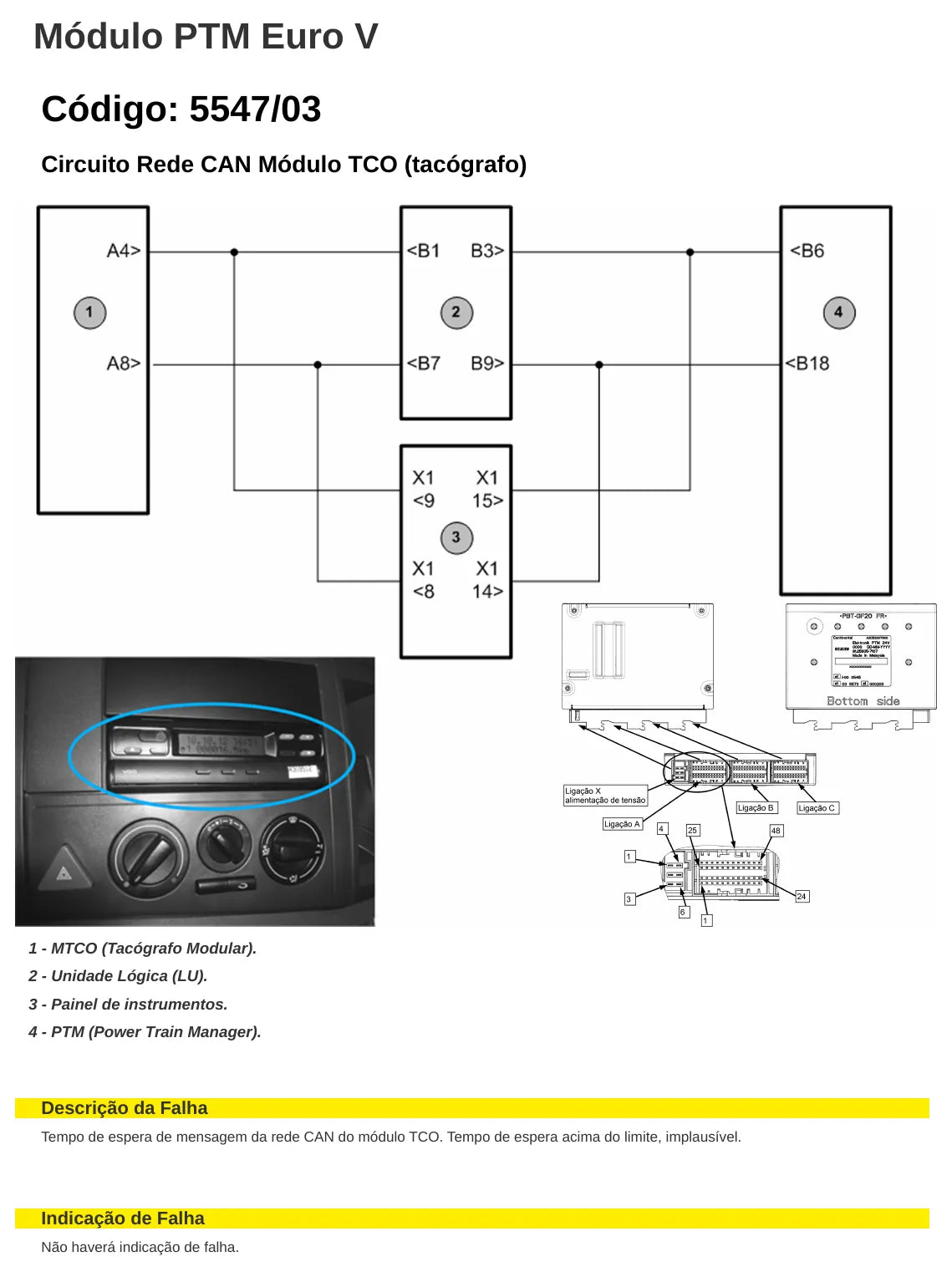 Página do manual de diagnóstico PTM Chassi de ônibus Volkswagen Volksbus Euro 5 — esquema elétrico e passo a passo (amostra 3)
