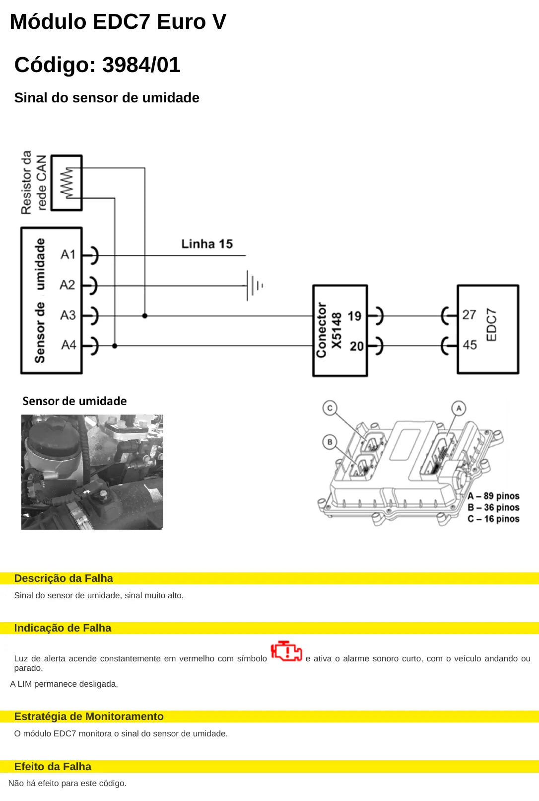 Página do manual de diagnóstico EDC7 Caminhão pesado Volkswagen Constellation e Worker Euro 5 — esquema elétrico e passo a passo (amostra 1)