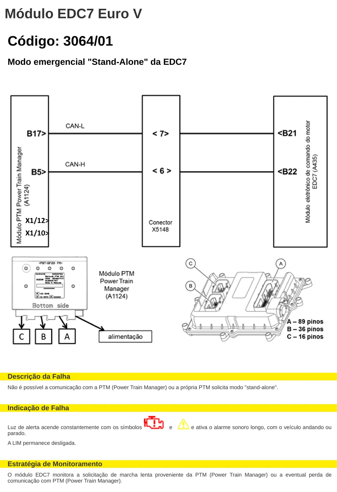 Página do manual de diagnóstico EDC7 Caminhão pesado Volkswagen Constellation e Worker Euro 5 — esquema elétrico e passo a passo (amostra 3)