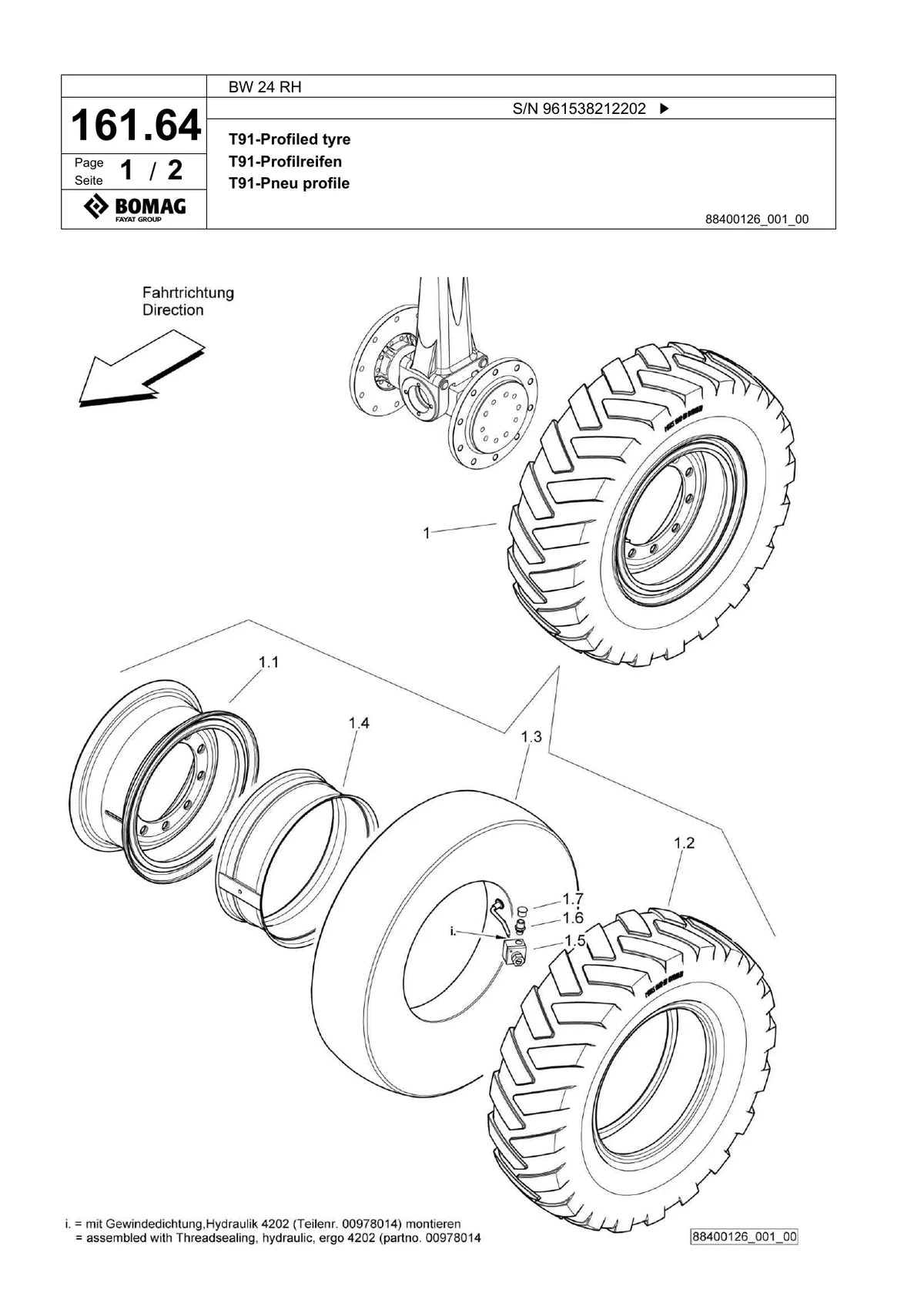 Bomag Compactador de Pneu BW 24 RH — rolo compactador, vista explodida 4