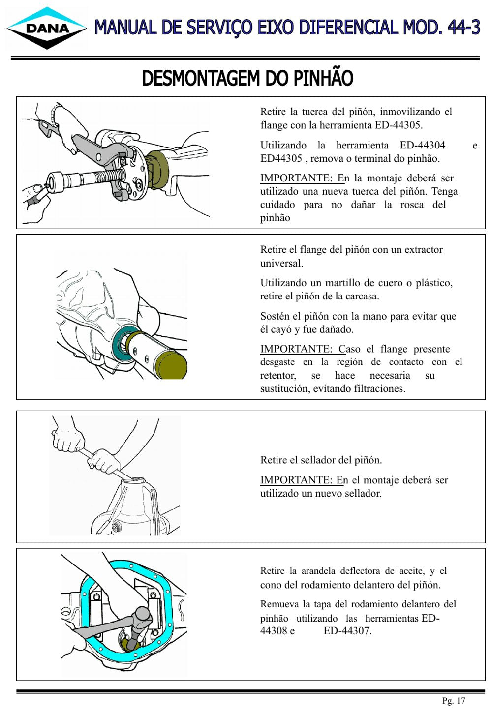 Manual de Montagem e Reparação Diferencial Dana 44-3 (Espanhol)