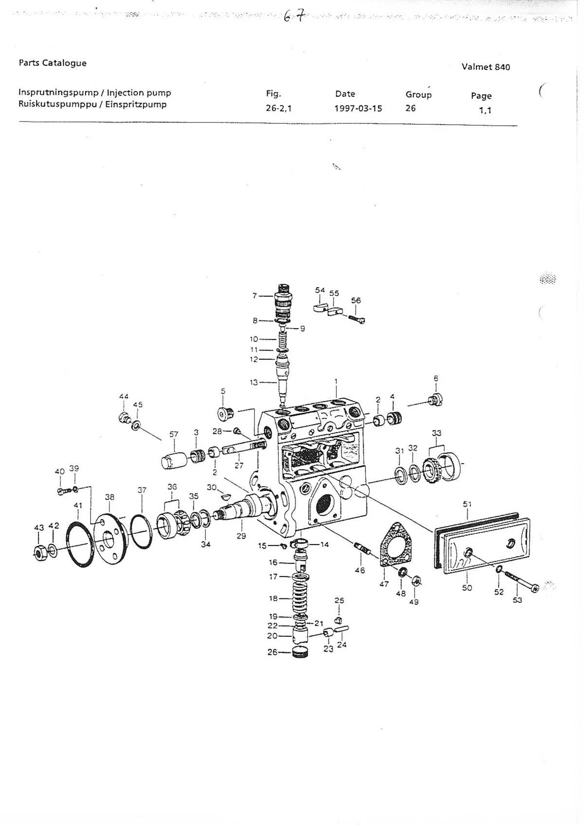 Valmet Demontera Hidraulica 840 — equipamento florestal, vista explodida 2