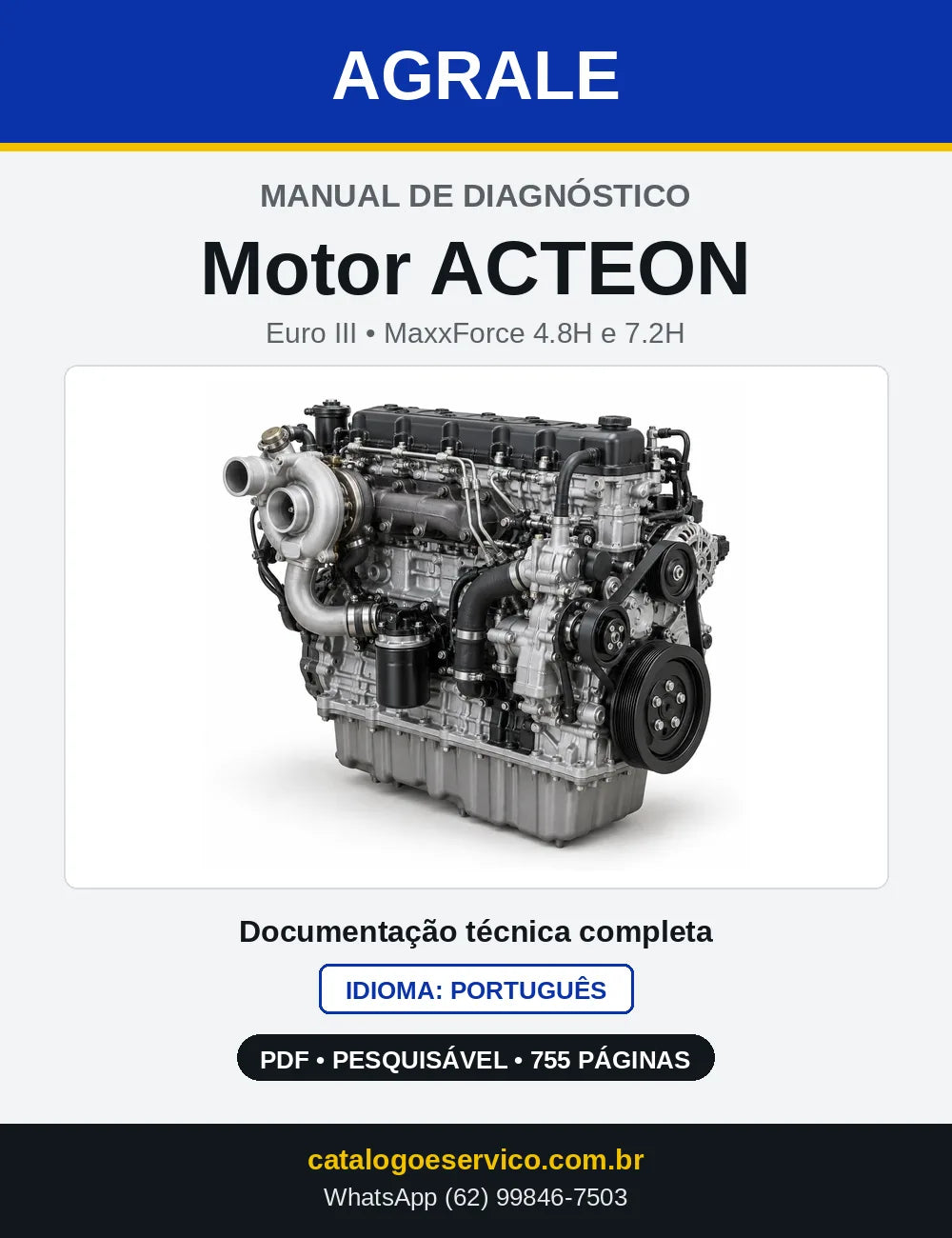 Capa do Manual de Diagnóstico Agrale Motor ACTEON em PDF