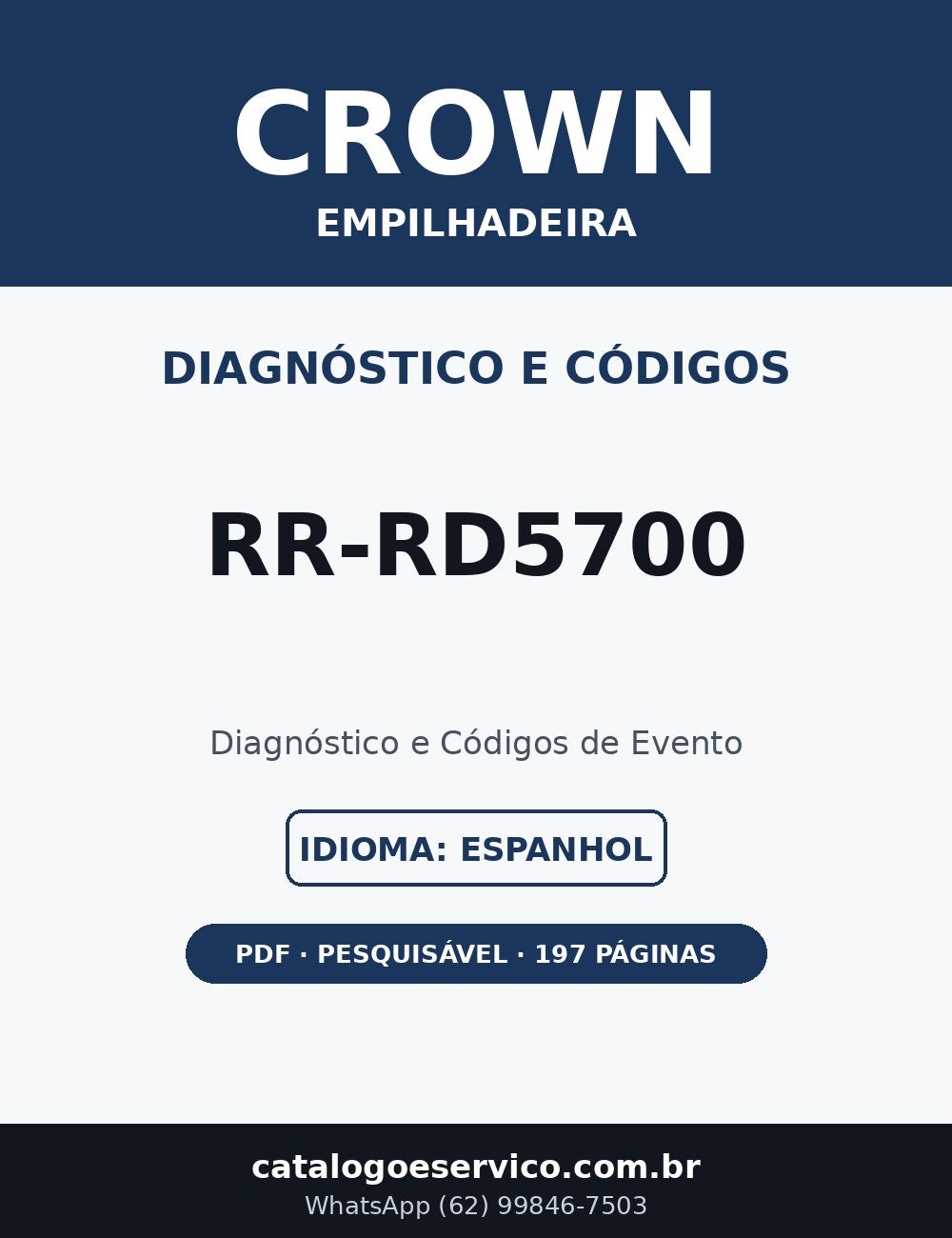 Diagnóstico e Códigos de Evento Crown RR-RD5700 — Empilhadeira (Espanhol)