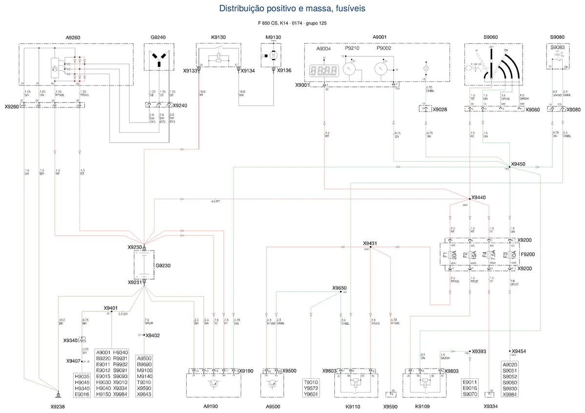 Página do Diagrama Elétrico BMW F 650 CS — esquema de fiação em PDF