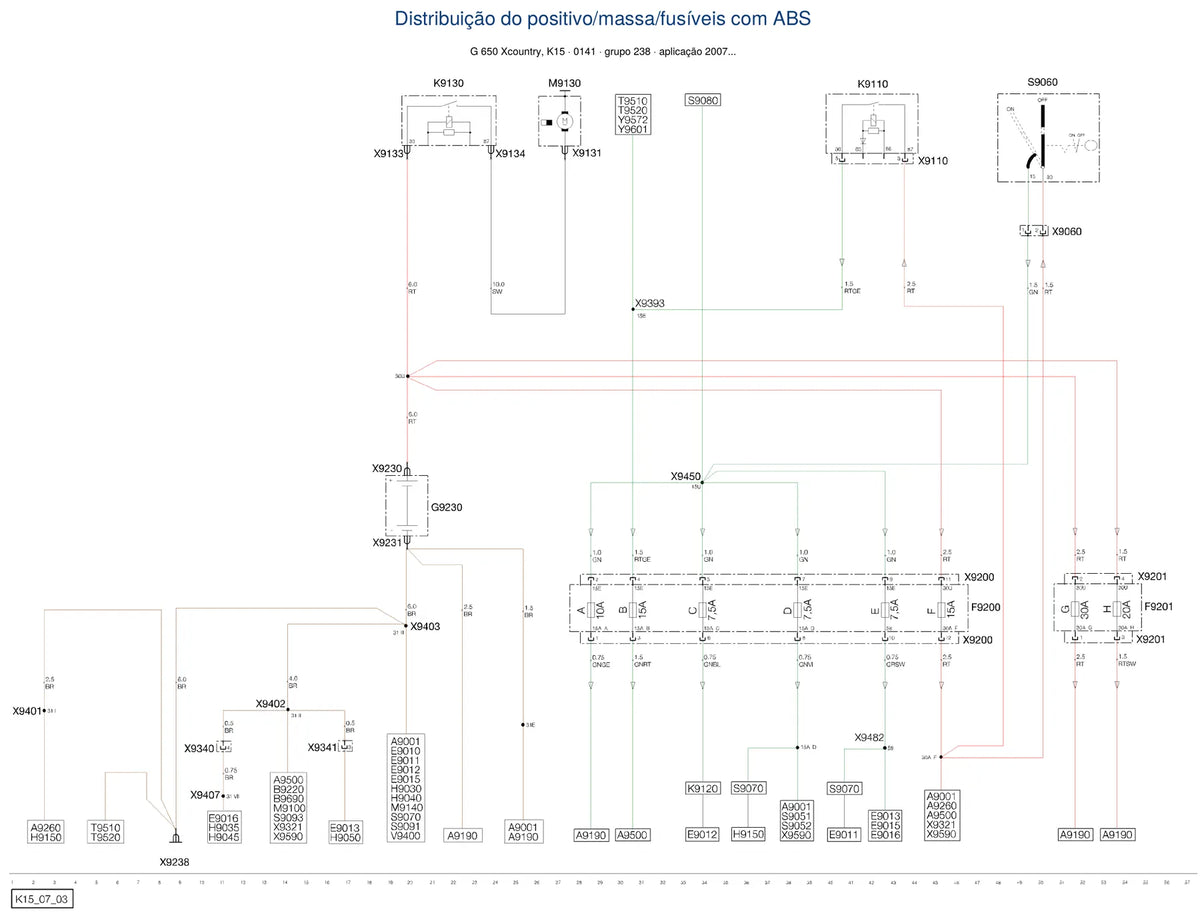 Página do Diagrama Elétrico BMW G 650 Xcountry — esquema de fiação em PDF