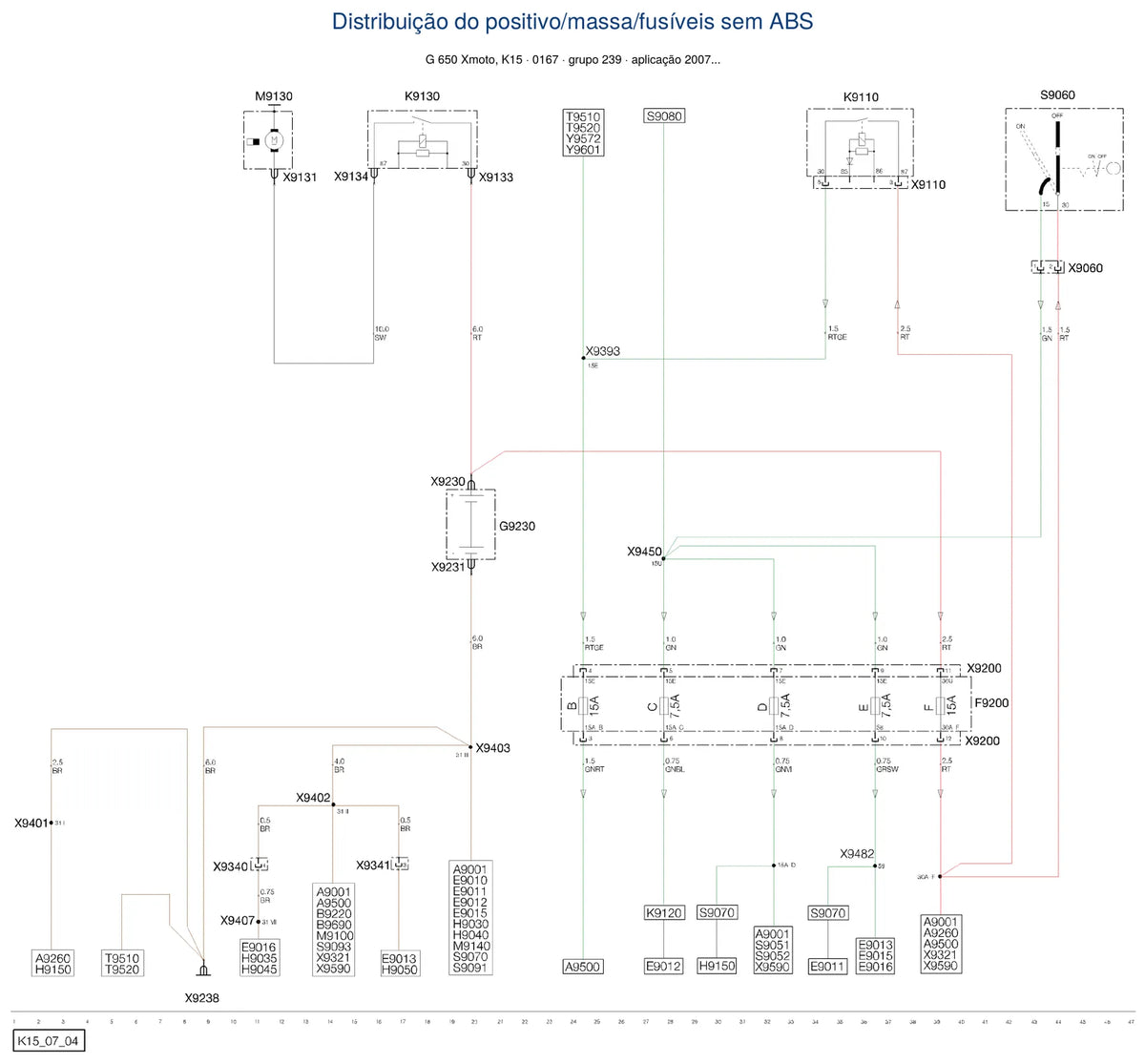 Página do Diagrama Elétrico BMW G 650 Xmoto — esquema de fiação em PDF