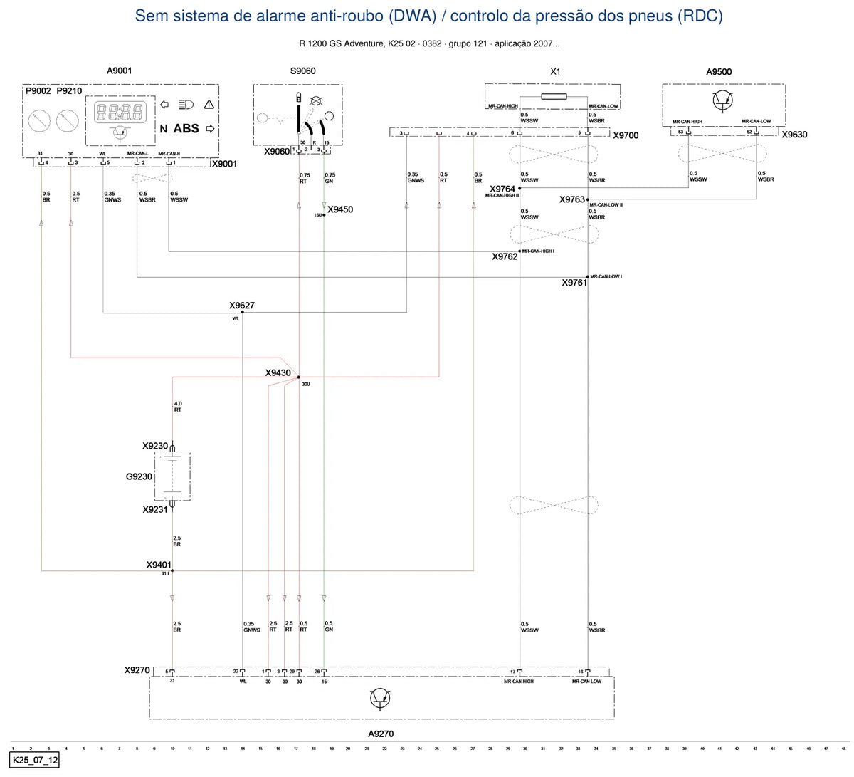 Página do Diagrama Elétrico BMW R 1200 GS Adventure — esquema de fiação em PDF
