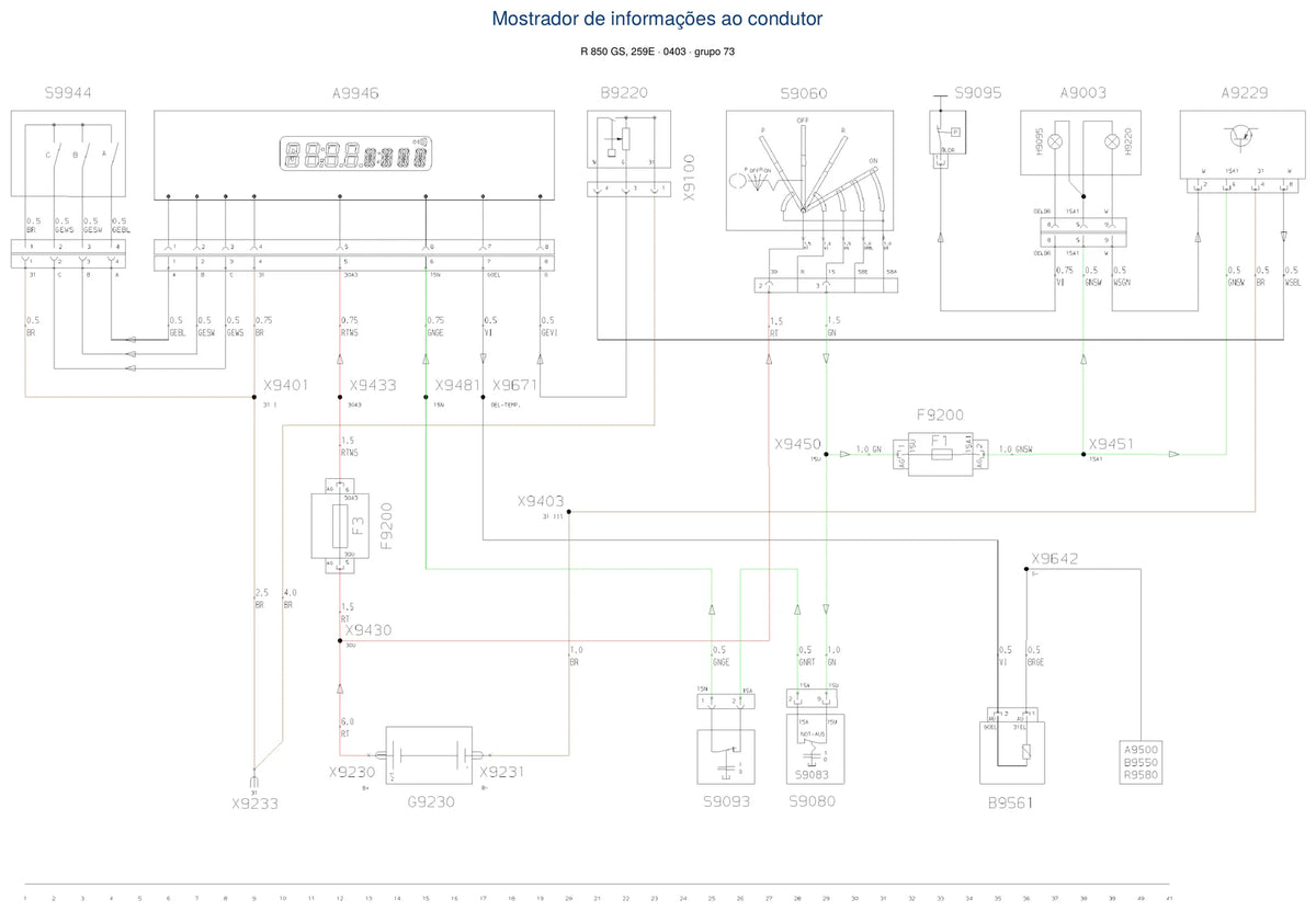 Página do Diagrama Elétrico BMW R 850 GS — esquema de fiação em PDF