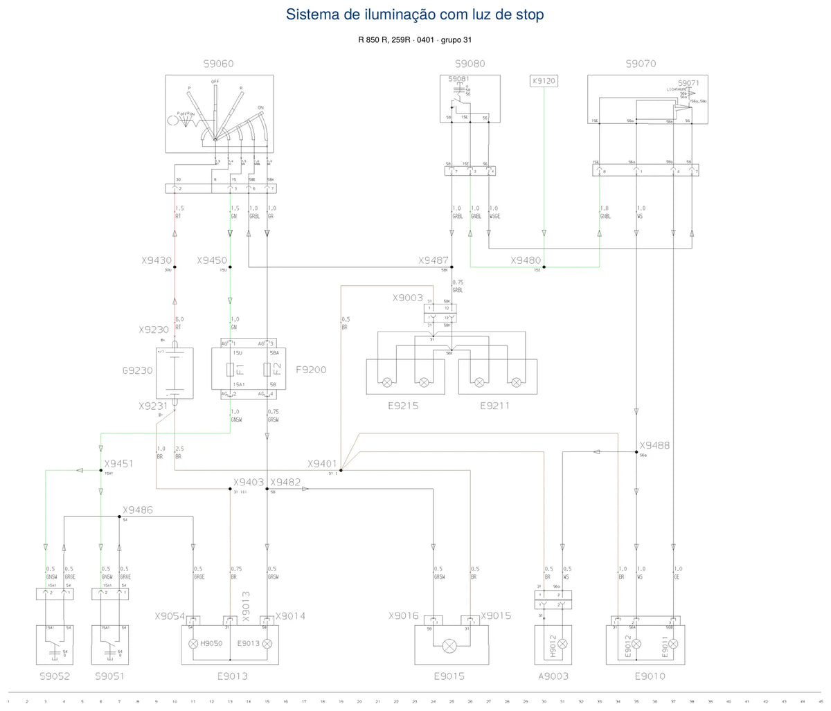 Página do Diagrama Elétrico BMW R 850 R — esquema de fiação em PDF