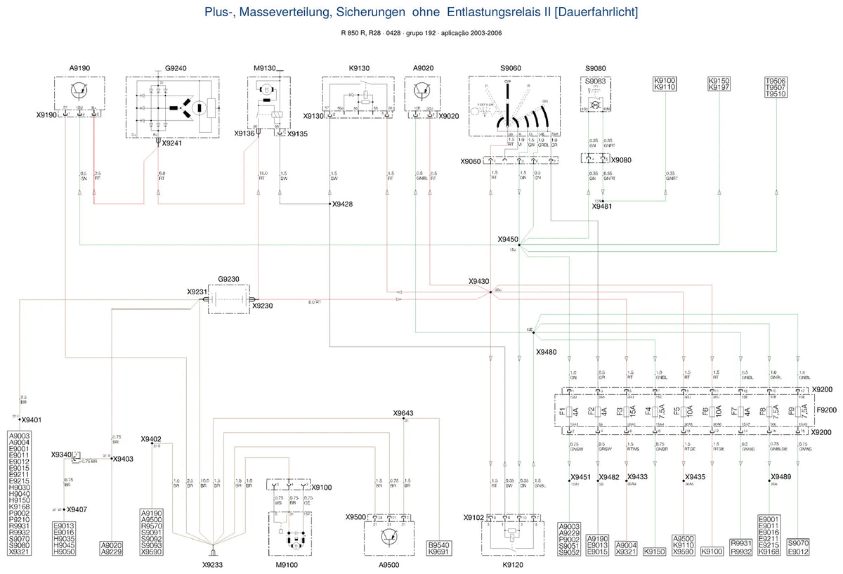 Página do Diagrama Elétrico BMW R 850 R — esquema de fiação em PDF