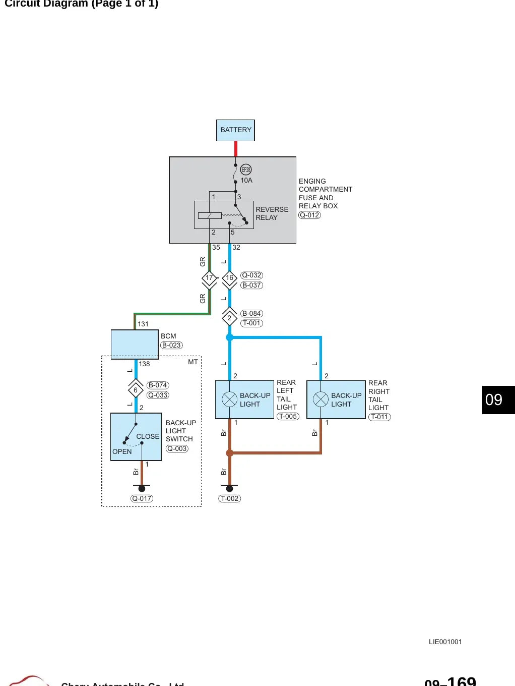 Diagrama Elétrico Chery T17 — prancha de circuito 1