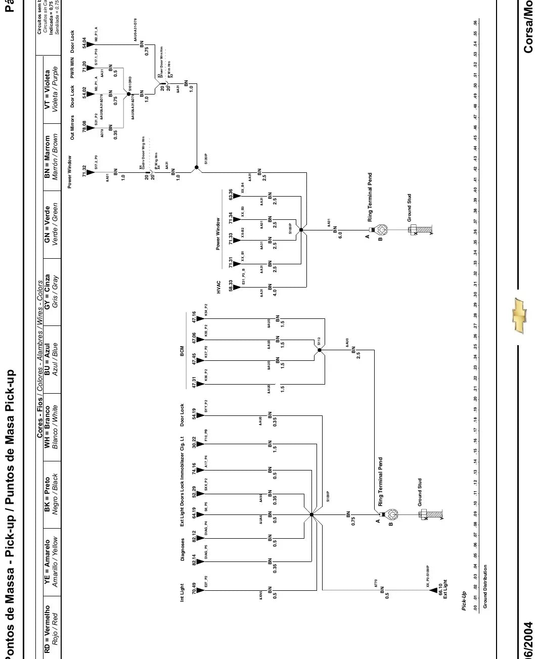 Diagrama Elétrico Chevrolet Corsa — prancha de circuito 4