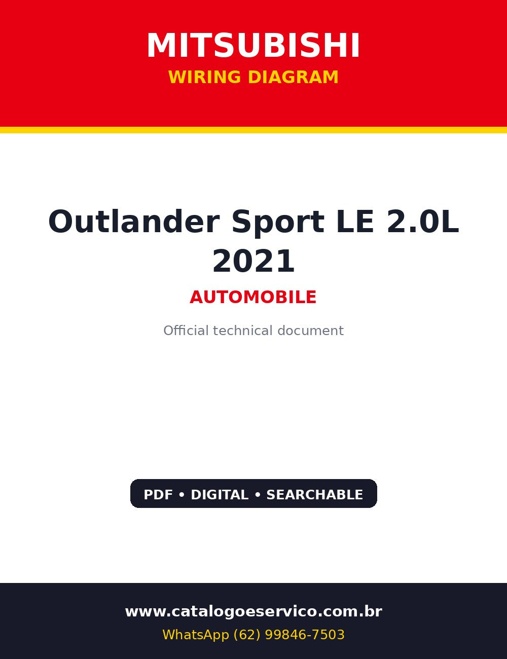 Diagrama Elétrico Mitsubishi Outlander Sport LE 2.0L 2021 — 2021 circuito por circuito, do A/C ao ABS
