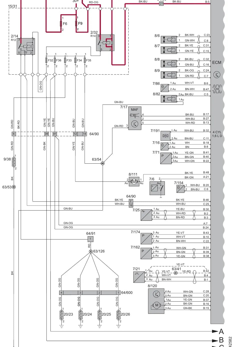 Diagrama Elétrico Volvo C30 / S40 / V50 / C70 — prancha de circuito 2