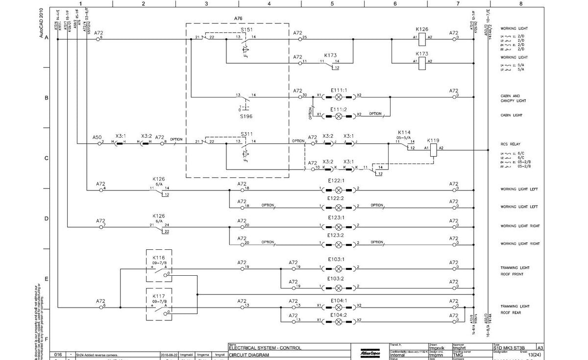 Diagramas e Desenhos Boomer S1 D Atlas Copco Perfuratriz Jumbo - página estratégica 1